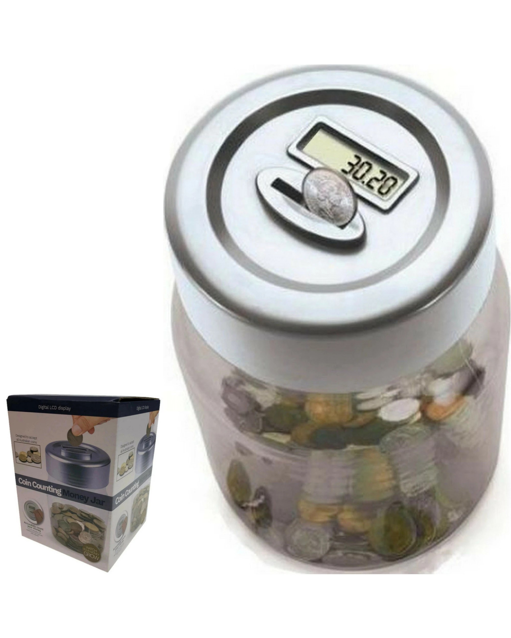 1 BR Home Coin Counting Money Box with Digital LCD Display for Australian Coins, 1 of 4