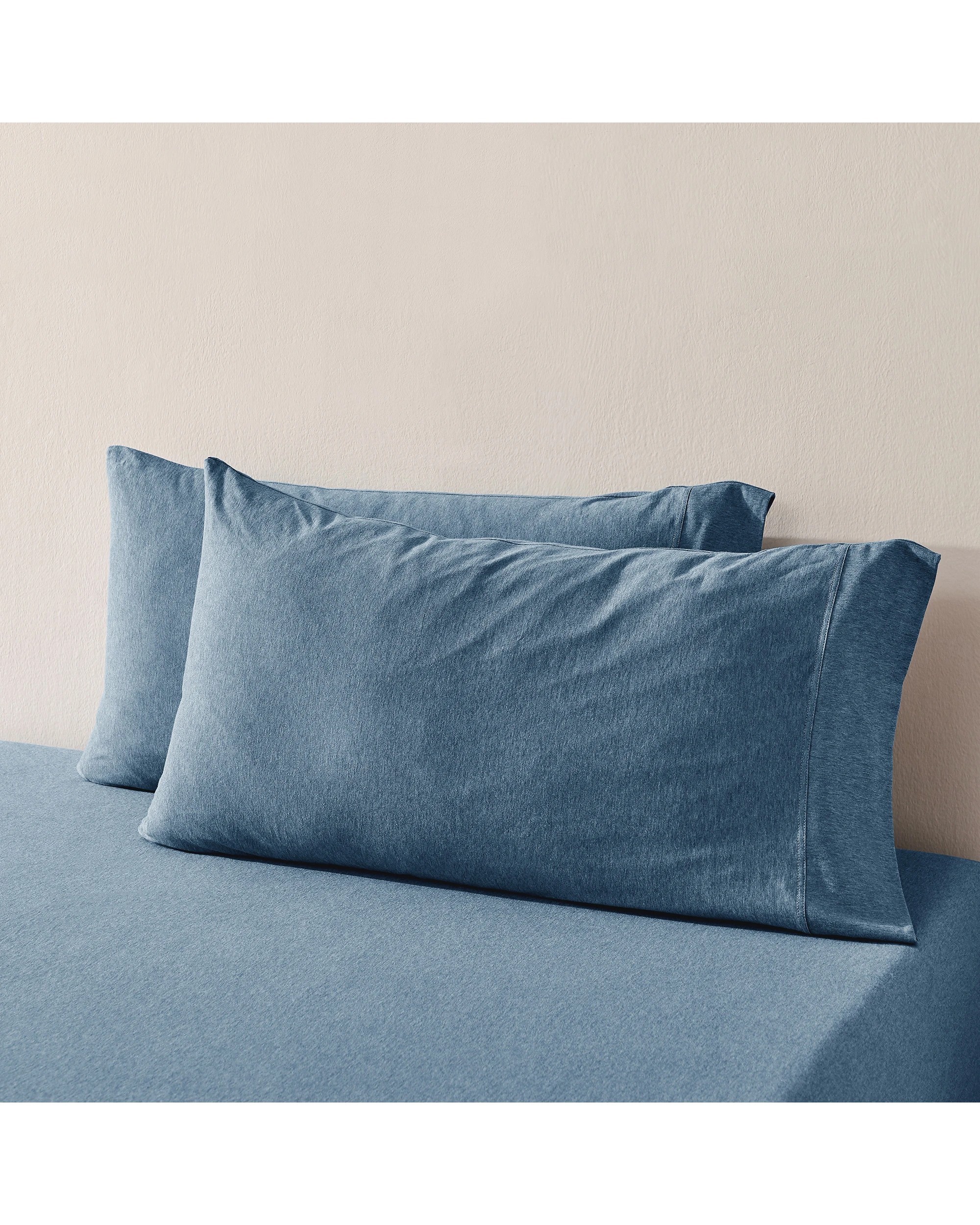 1 Dreamaker Jersey Luxe 100% Cotton King Pillowcase Twin Pack - Denim, 1 of 5