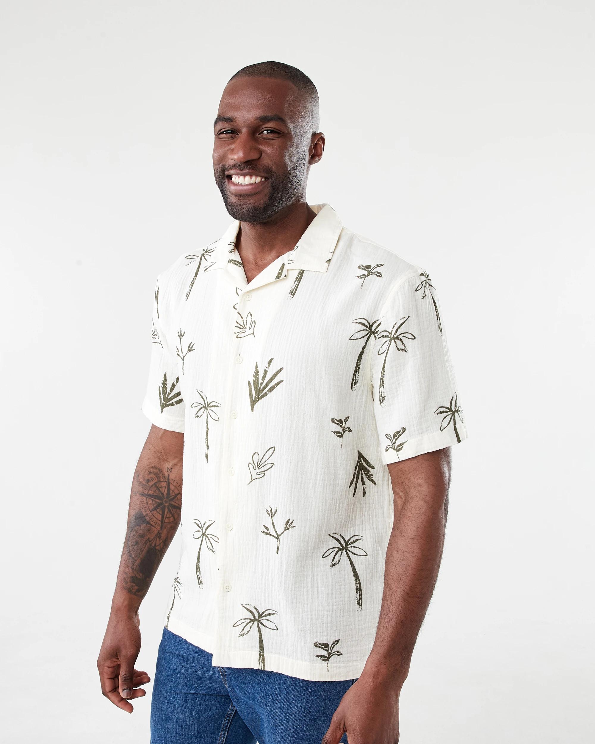 2 Short Sleeve Double Cloth Print Shirt SNOW WHITE, 2 of 5