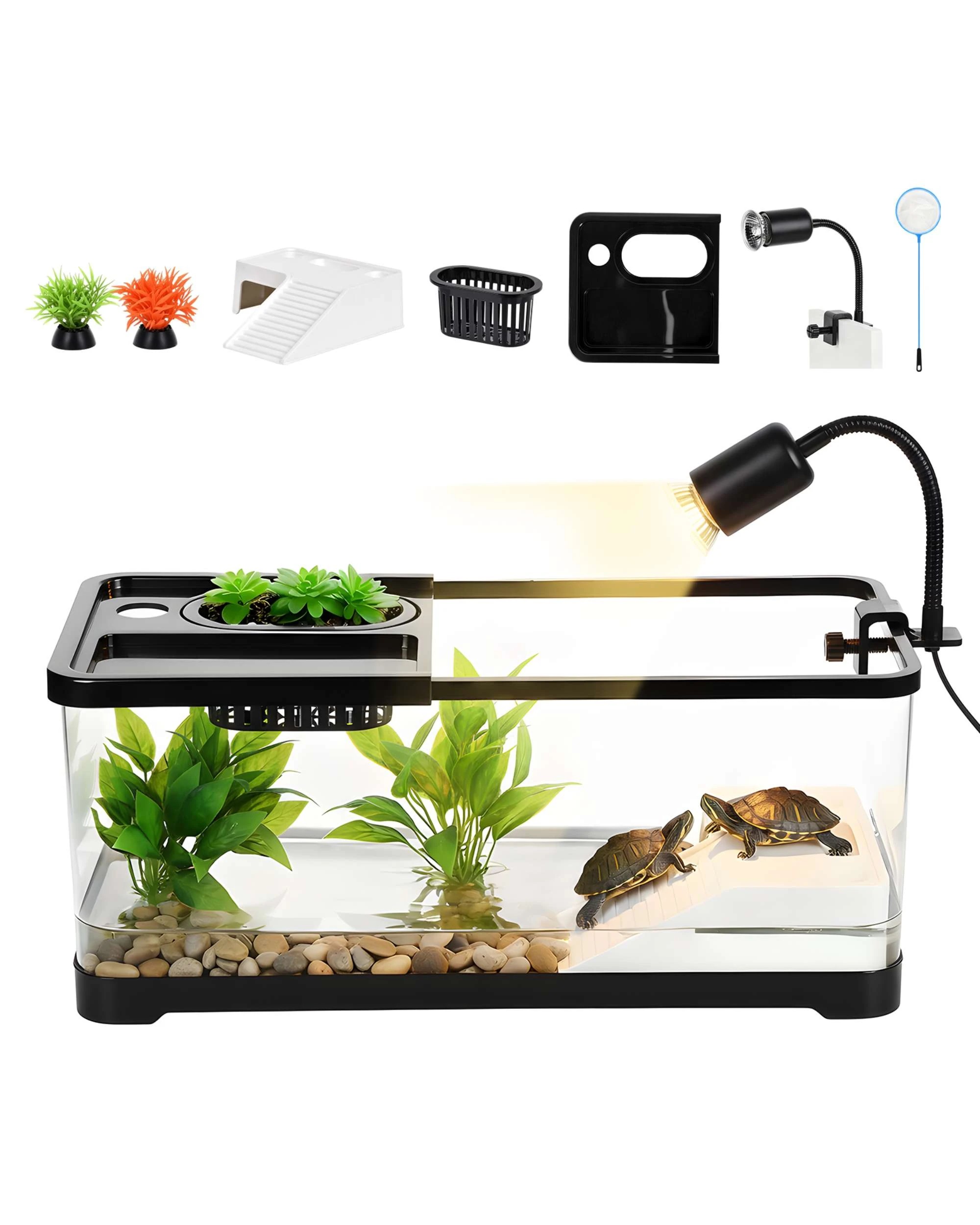 1 Advwin Turtle Tank Kit Fish Tank with Light, 1 of 8