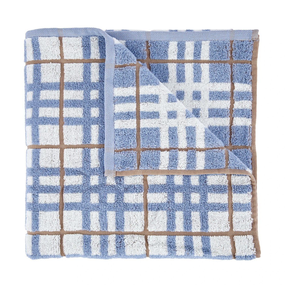 1 Cotton Check Bath Towel - Blue, 1 of 5