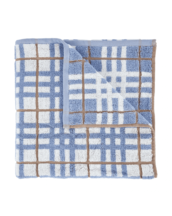 Cotton Check Bath Towel - Blue