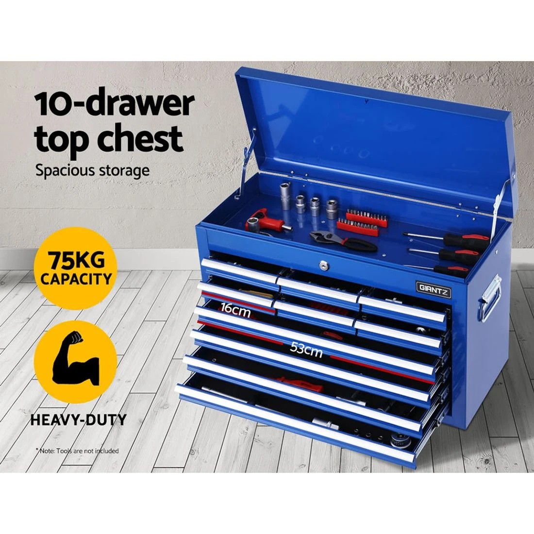1 Giantz 17 Drawer Tool Box Cabinet Chest Trolley Toolbox Garage Storage Box - Blue, 1 of 4