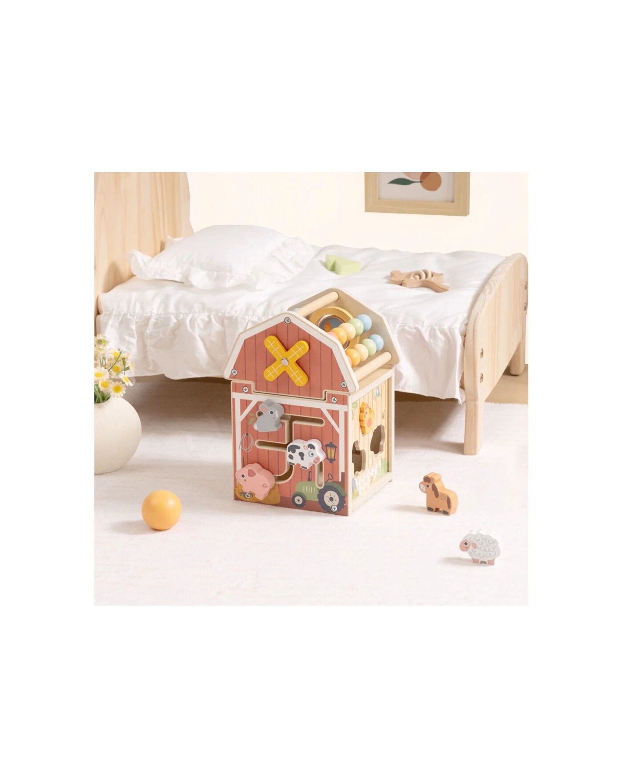 7 Tooky Toy Farm Playhouse Wooden Play Sensory Kids Children - Multi, 7 of 7