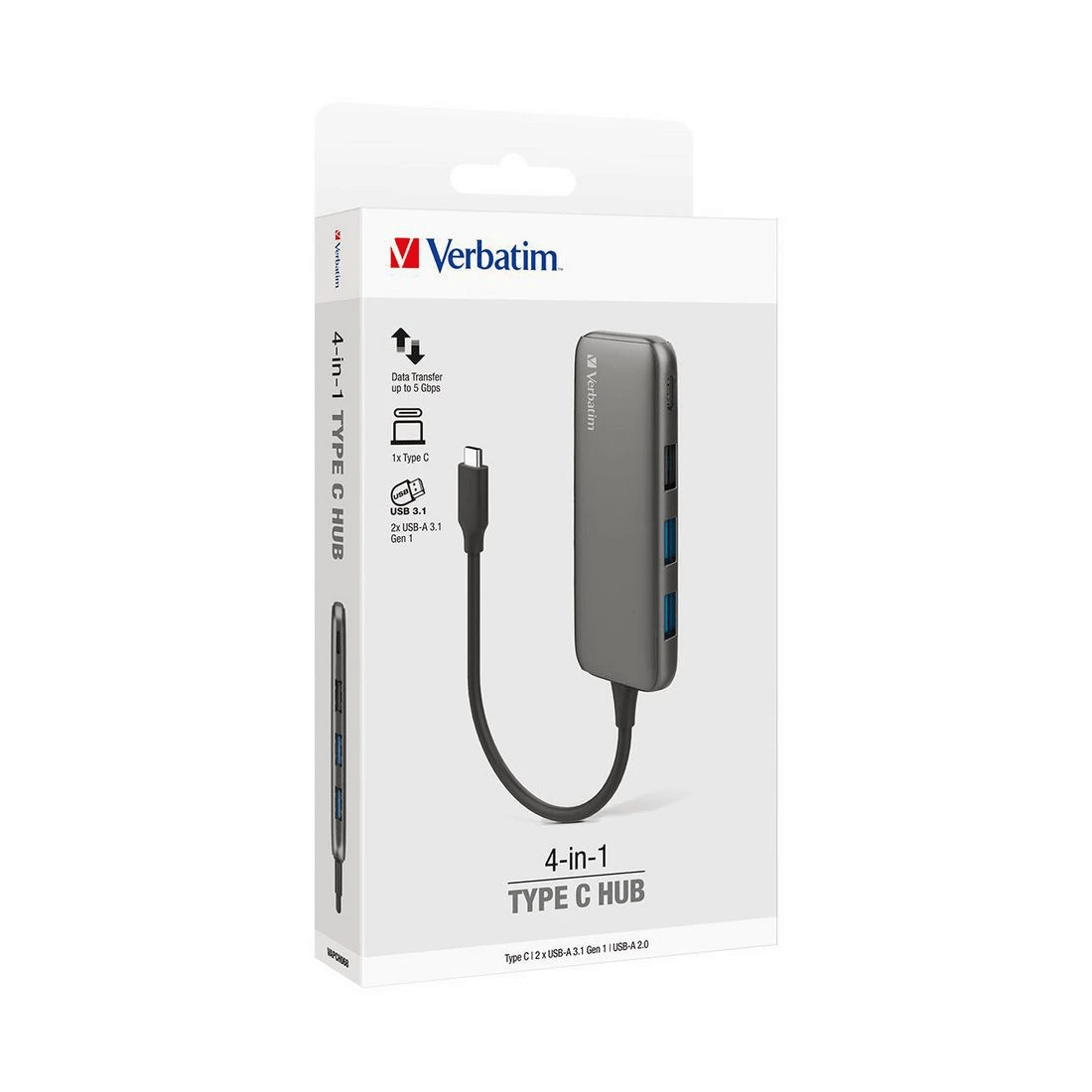 5 Verbatim USB-C to 4-Port USB-A Hub, 5 of 6