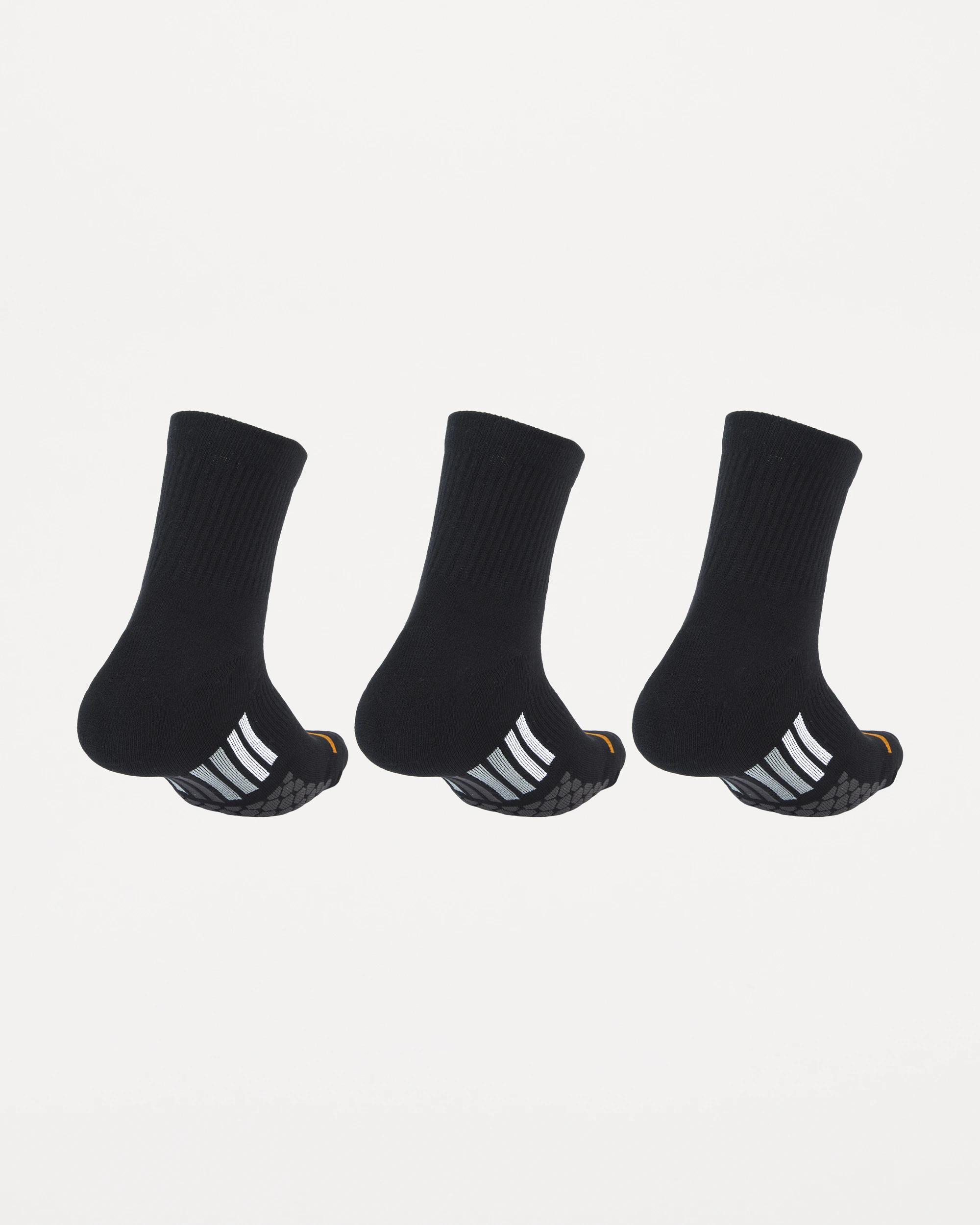 2 3 Pack Anti Odour Sports Quarter Crew Socks Black, 2 of 3