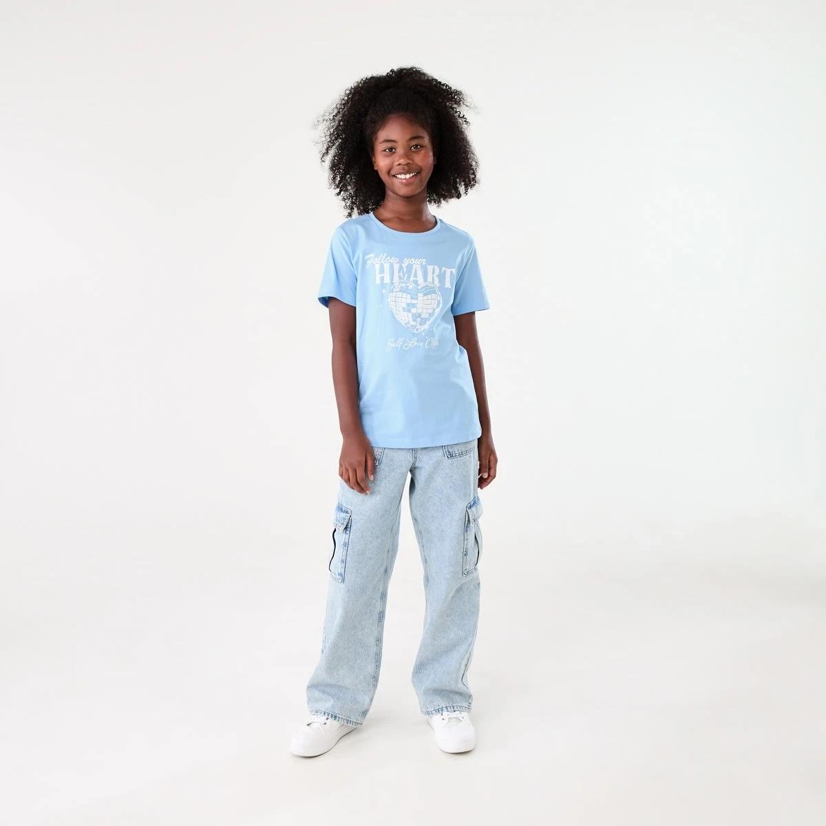 5 Short Sleeve Print T-shirt FOLLOW YOUR HEART BLUE, 5 of 6