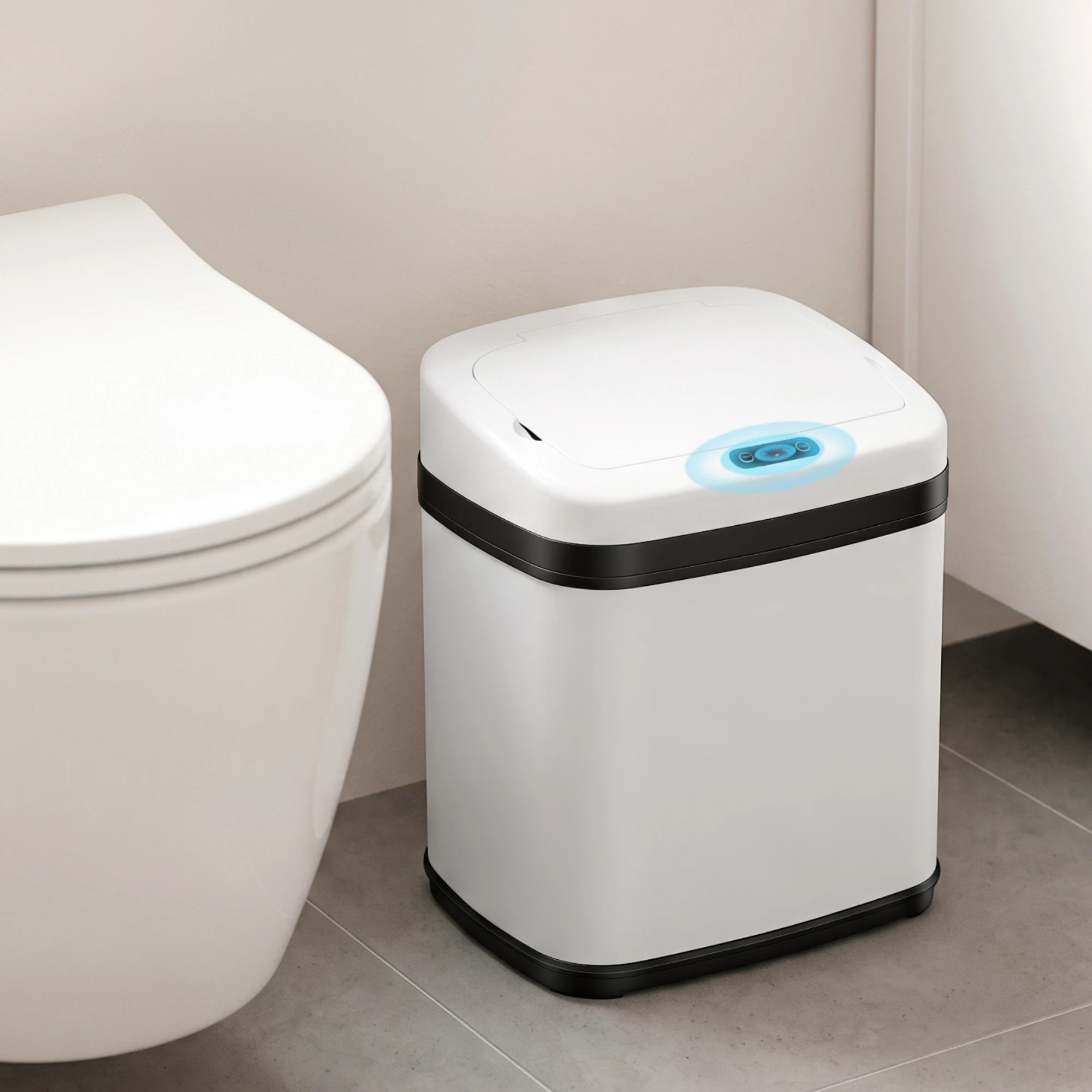 9 Devanti 15L Motion Sensor Bin Touchless Bins Soft-Close Rubbish Trash Can - White, 9 of 9