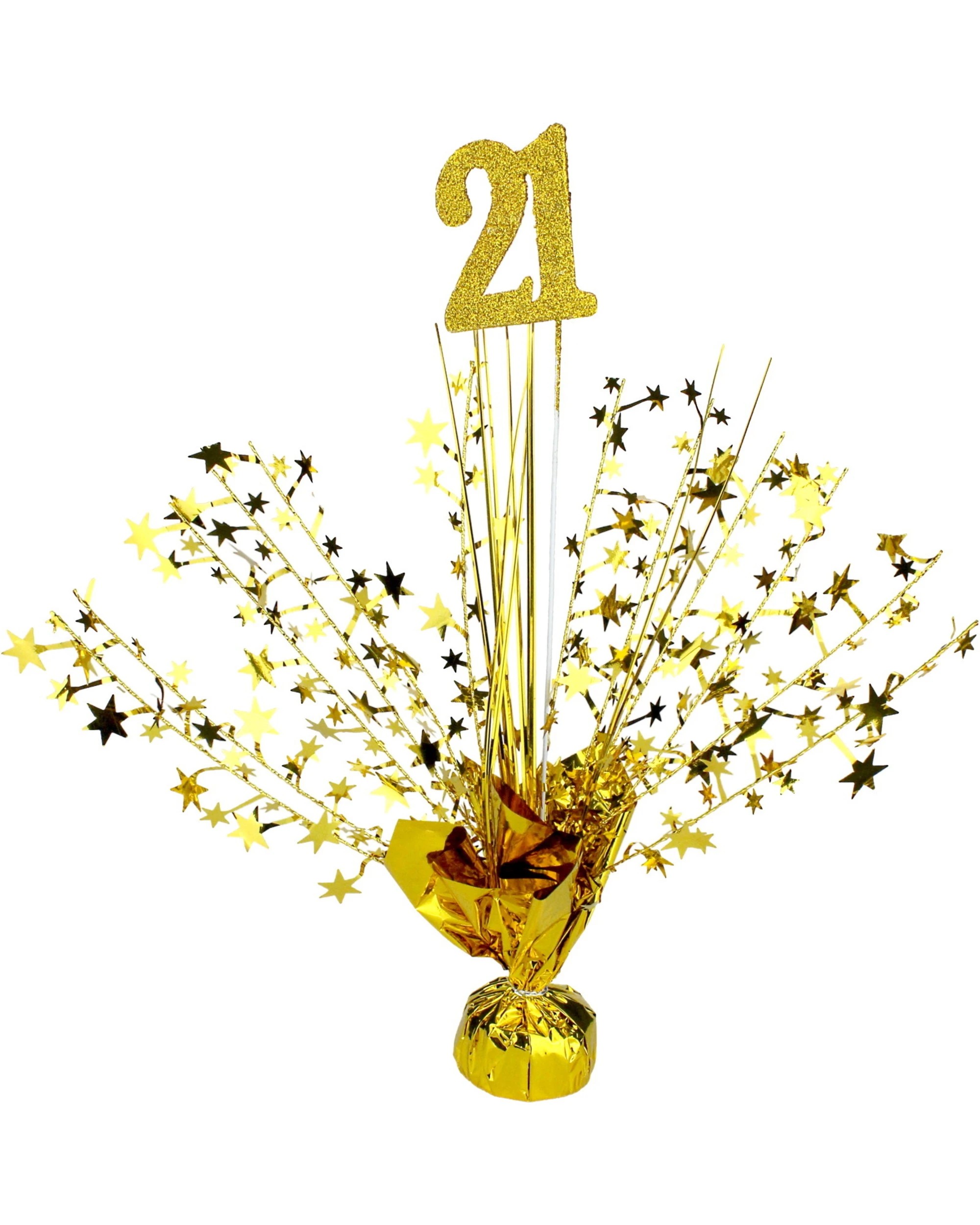 1 Partyrama 21st Birthday Gold Foil Spray Centrepiece - Gold, 1 of 1