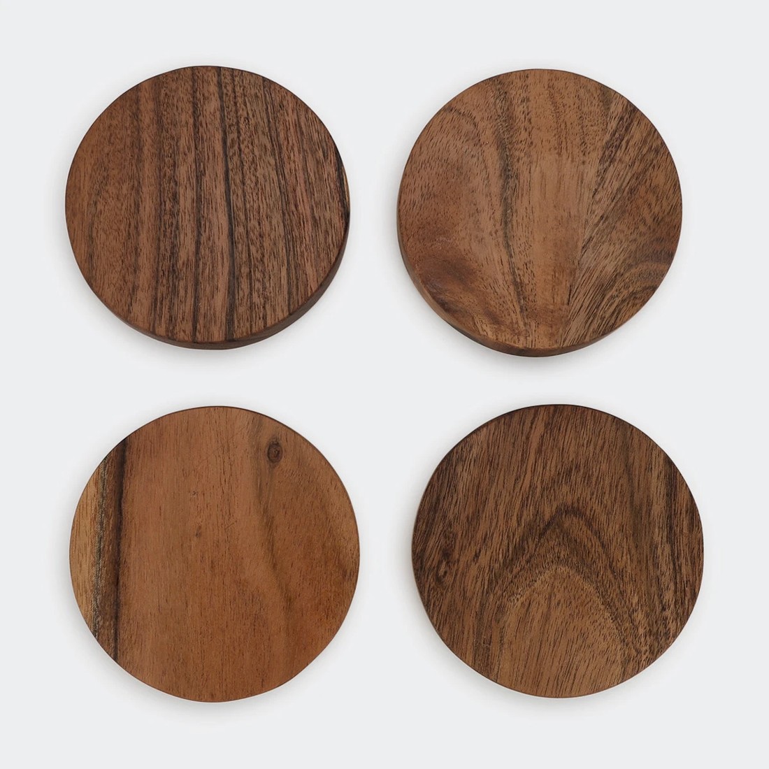 2 Set of 4 Acacia Wood Coasters, 2 of 4