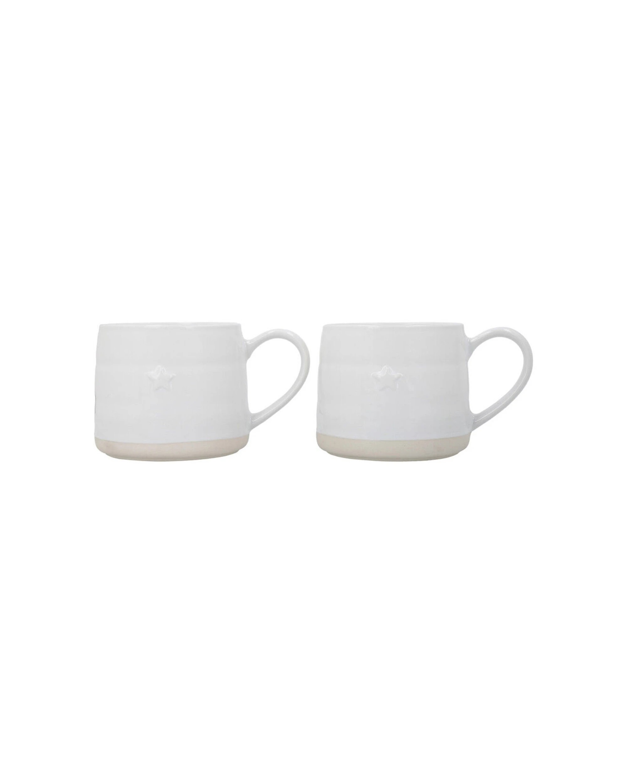 1 Mikasa Farmhouse 2pc Star Stoneware Mugs Set 380ml Durable Glossy Finish - White, 1 of 7