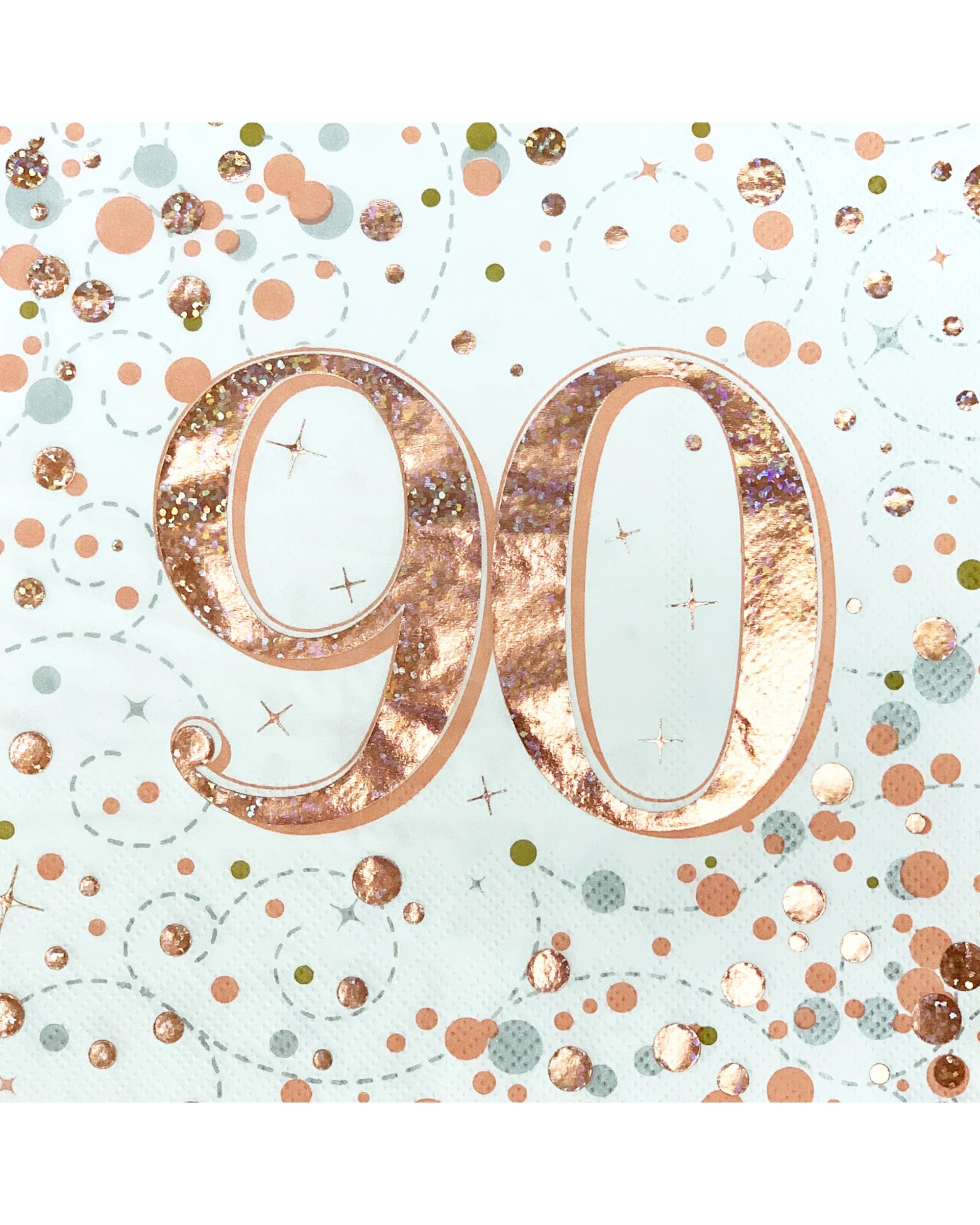 1 Alpen Sparkling Fizz 90th Holographic Large Napkins / Serviettes Pack of 16 - Rose Gold, 1 of 1