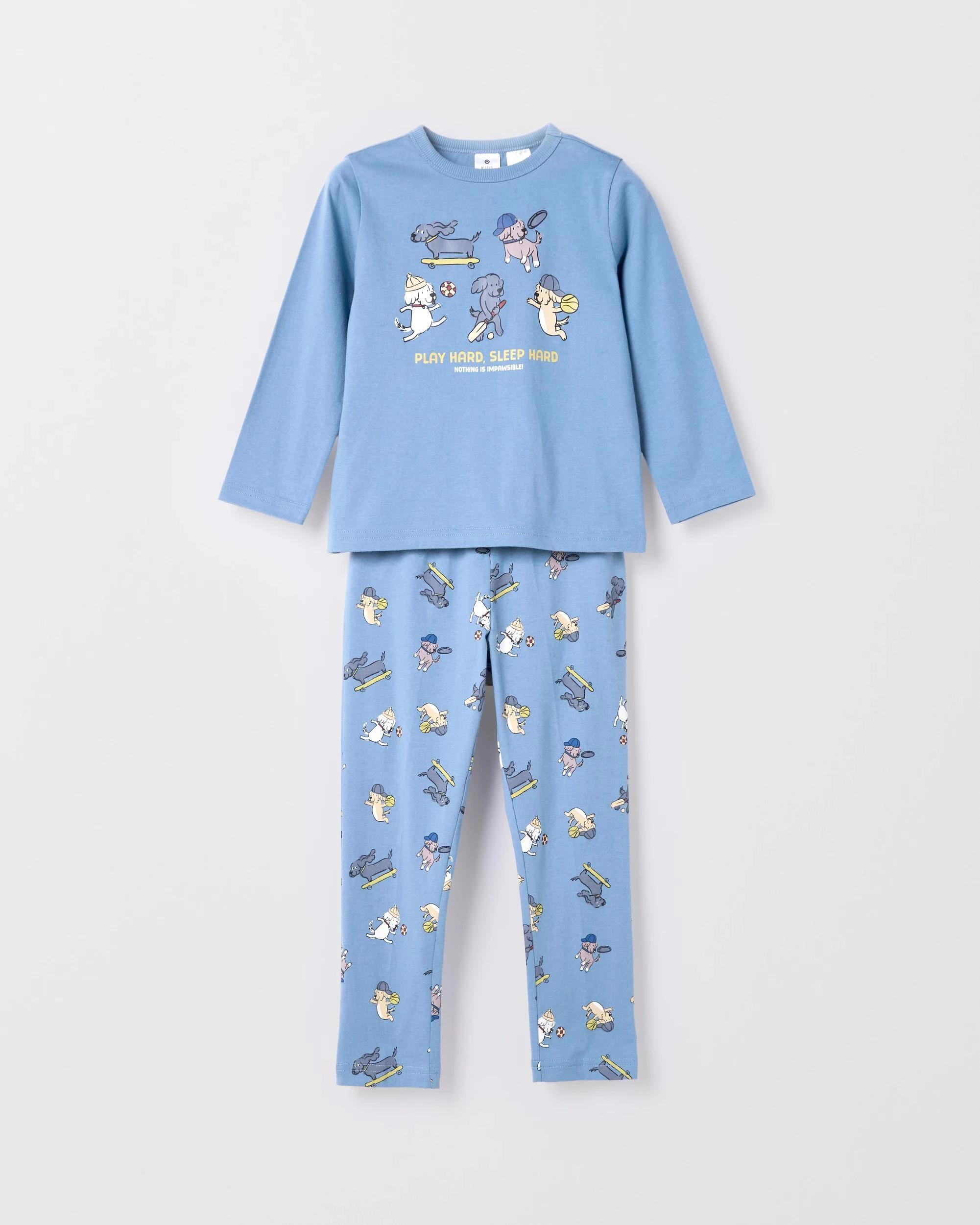 8 Target Kids Australian Cotton Blend Younger Boys Knit Pyjama Set BLUE DOG SPORT, 8 of 8