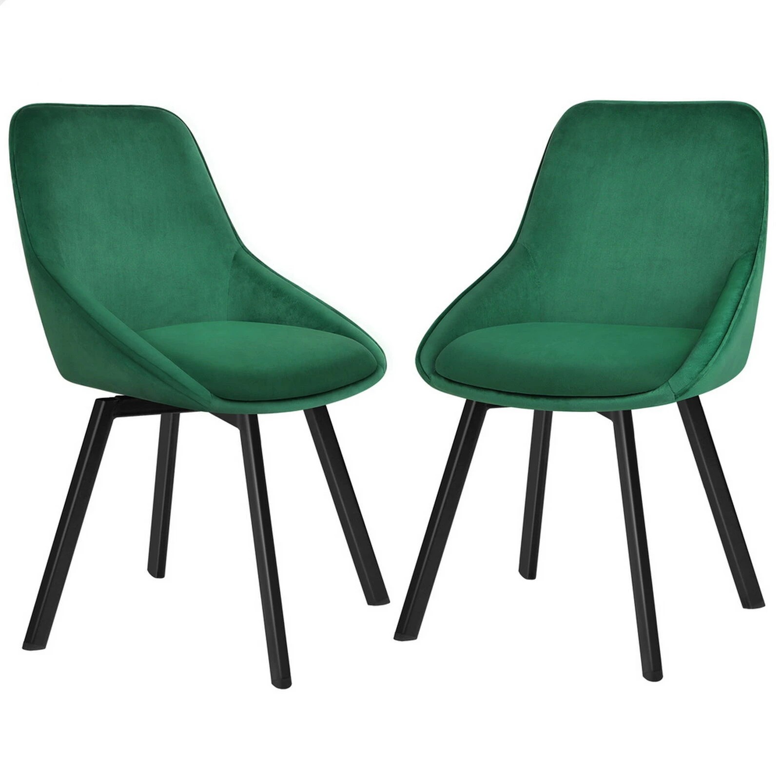 1 Alfordson 2x Dining Chairs Accent Kitchen Swivel Lounge Padded Seat Velvet - Green, 1 of 9