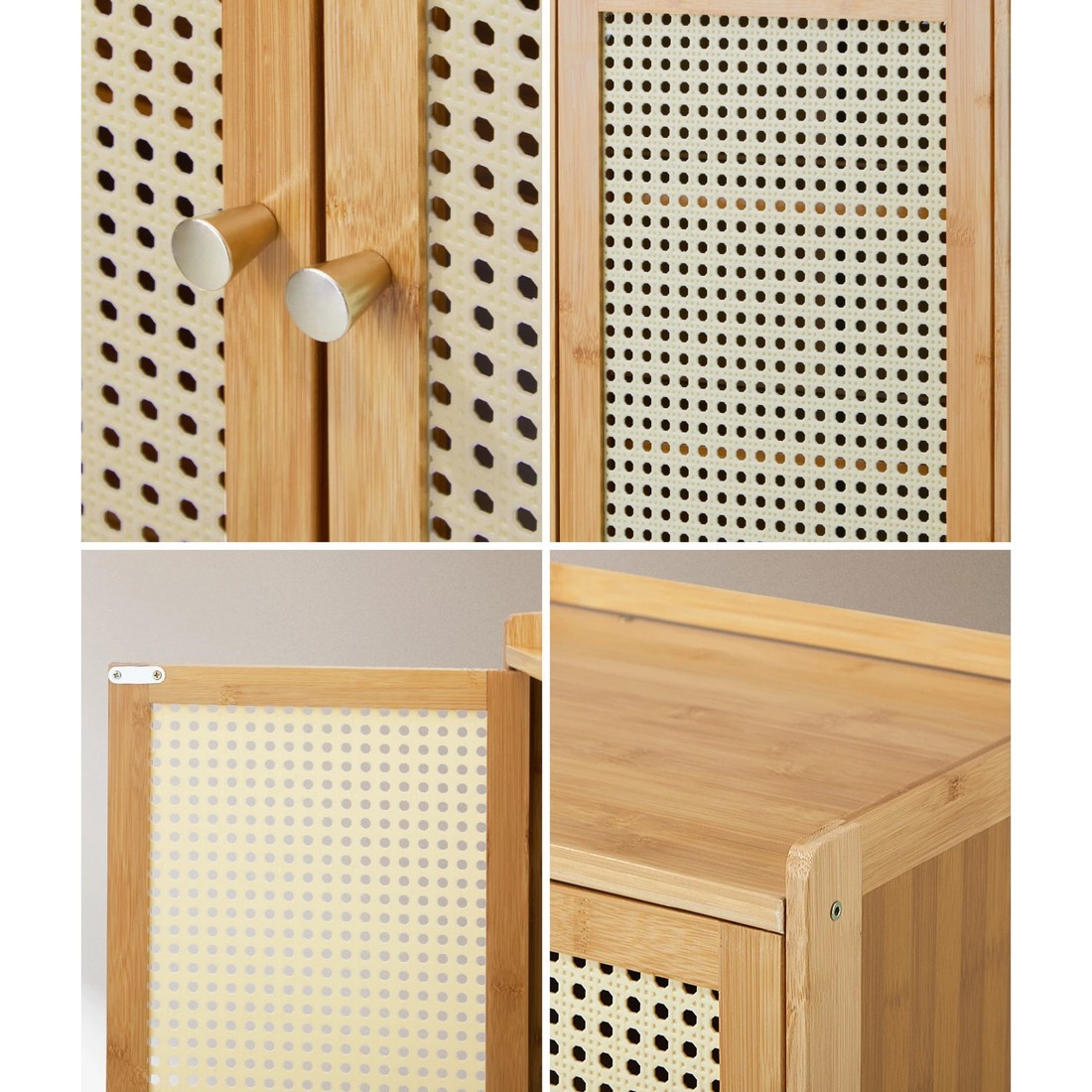 4 Oikiture Shoe Storage Cabinet Shoes Rack Organiser Shelf 4 Doors Rattan
 - Natural, 4 of 8