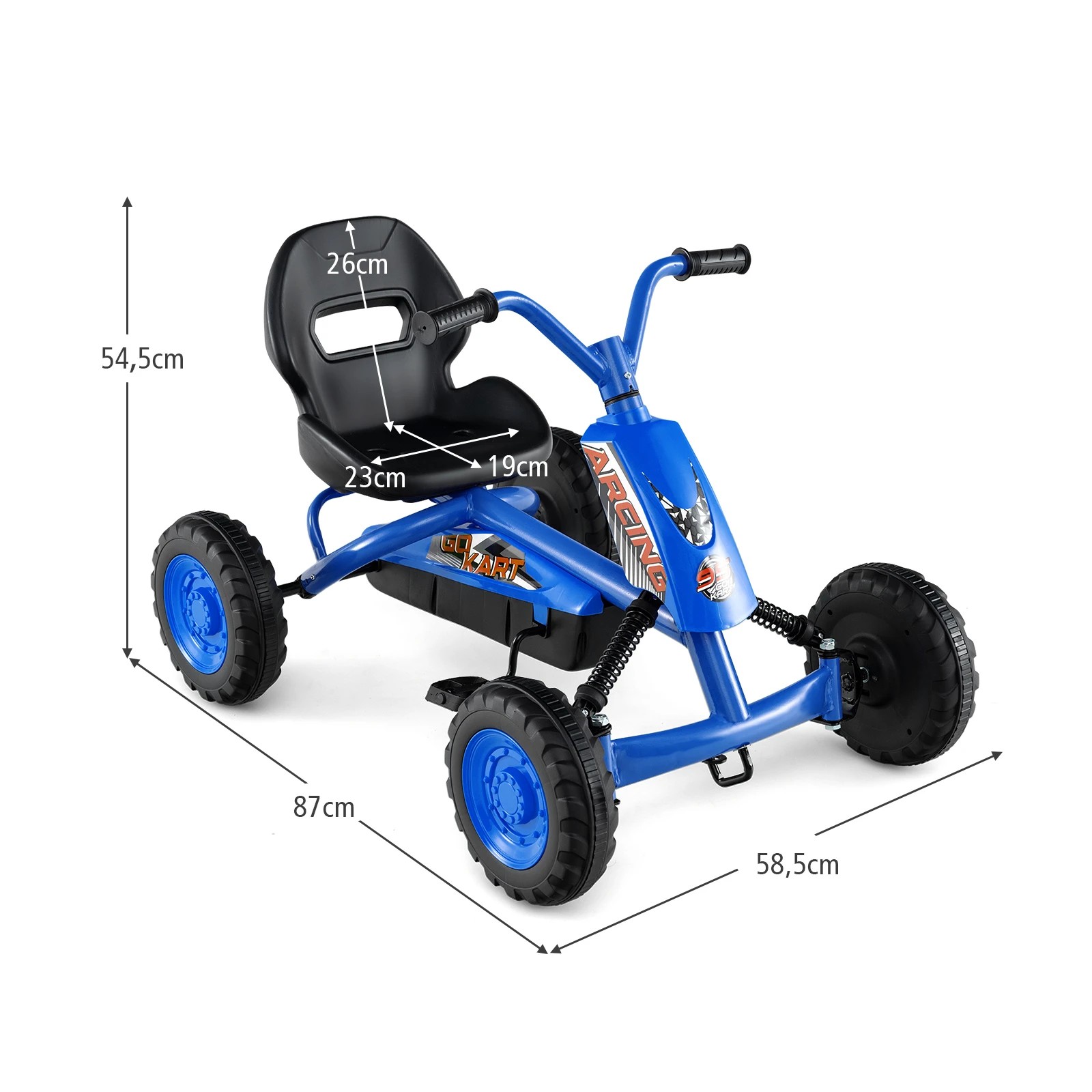1 Costway Pedal Go Kart 4 Wheel Ride On Car Toys Off-road Racer - Blue, 1 of 3