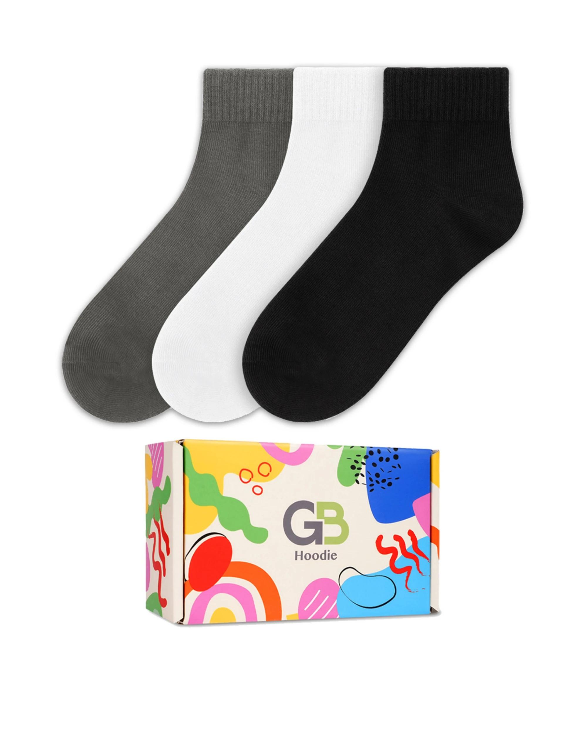 1 Advwin Small 3-Pair Ankle Socks Black/Green/Blue BLACK/WHITE/CHARCOAL, 1 of 4