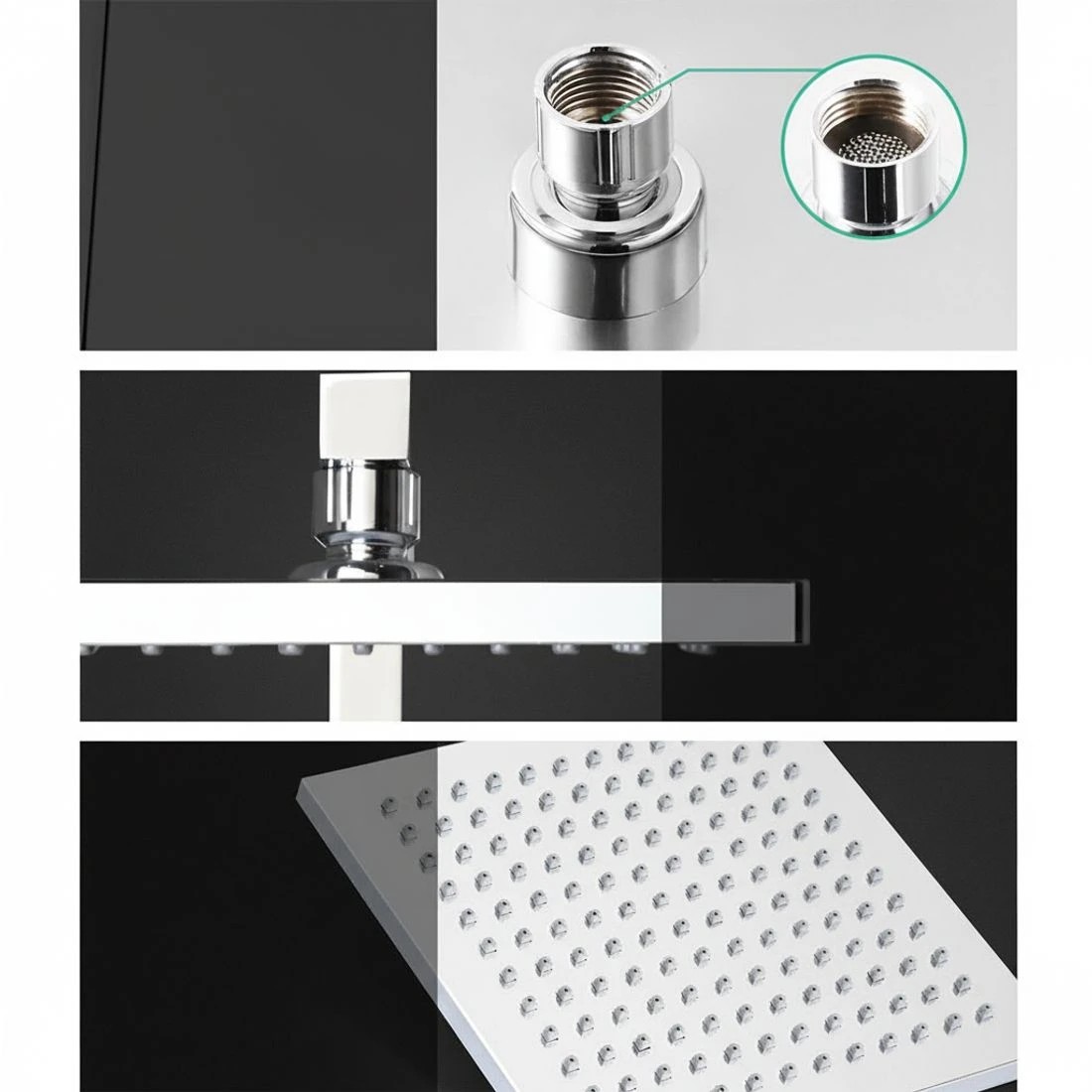 2 Cefito 8'' Rain Shower Head Set Handheld Square High Pressure Chrome - Silver, 2 of 5