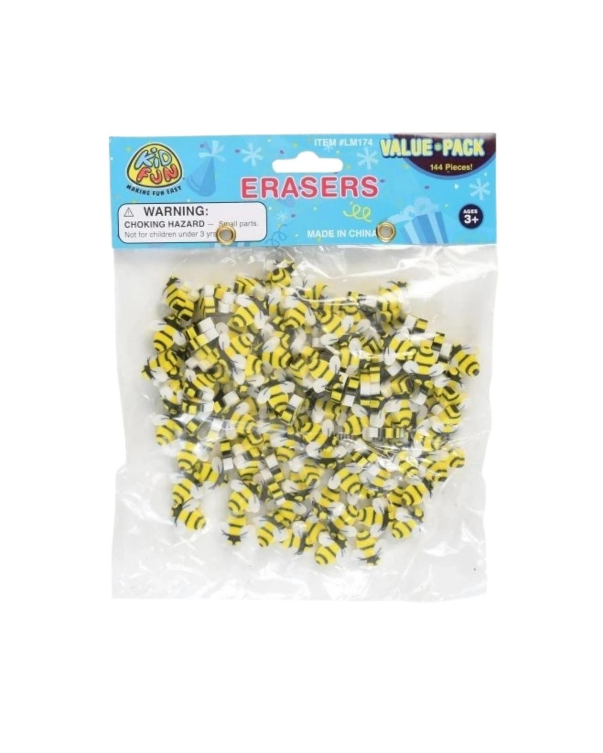2 US Toy Mini Bumble Bee Erasers Bulk Pack of 144 - Yellow, 2 of 2