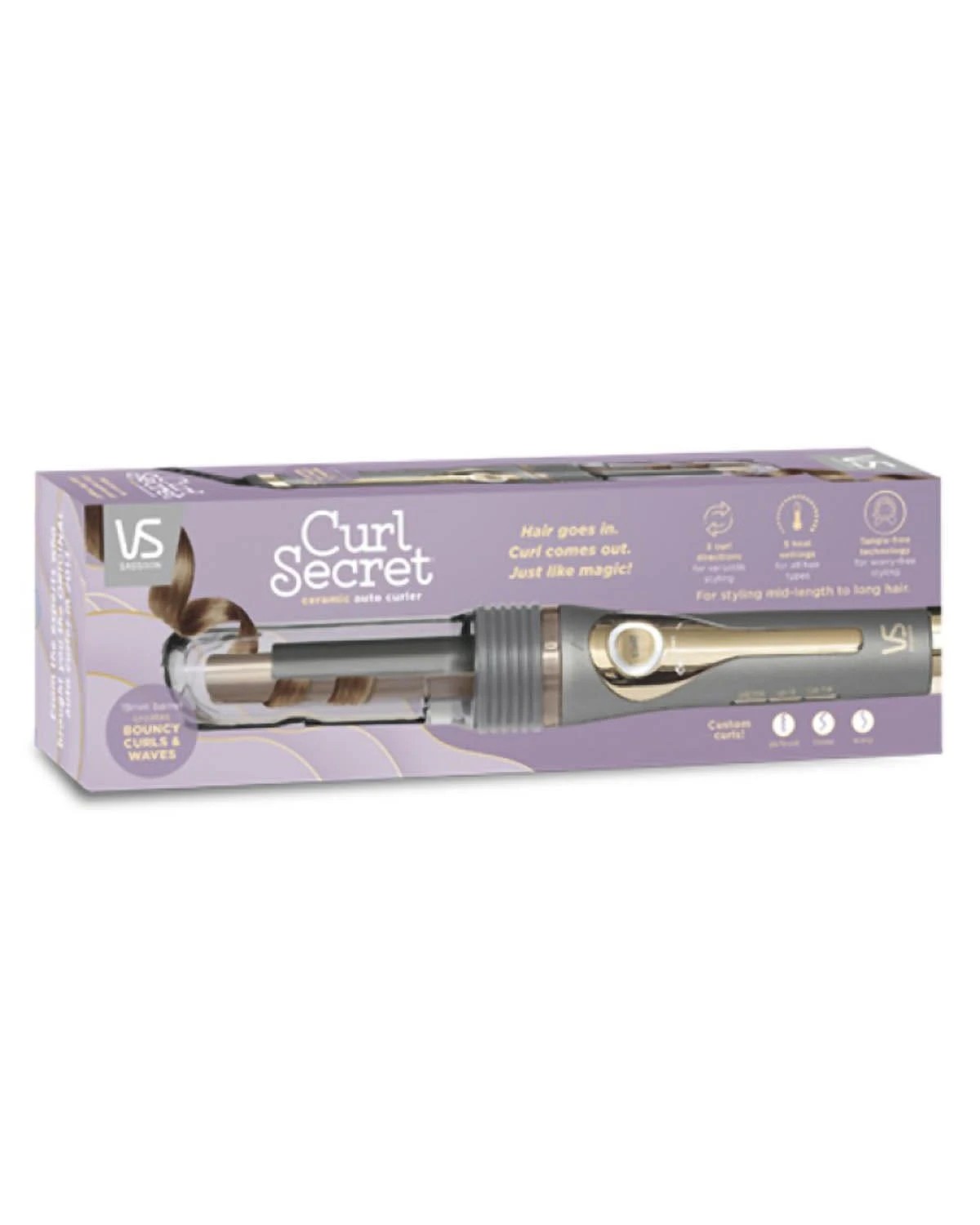 2 VS Sassoon Curl Secret Ceramic Auto Curler - Metallic Grey/Gold, 2 of 2