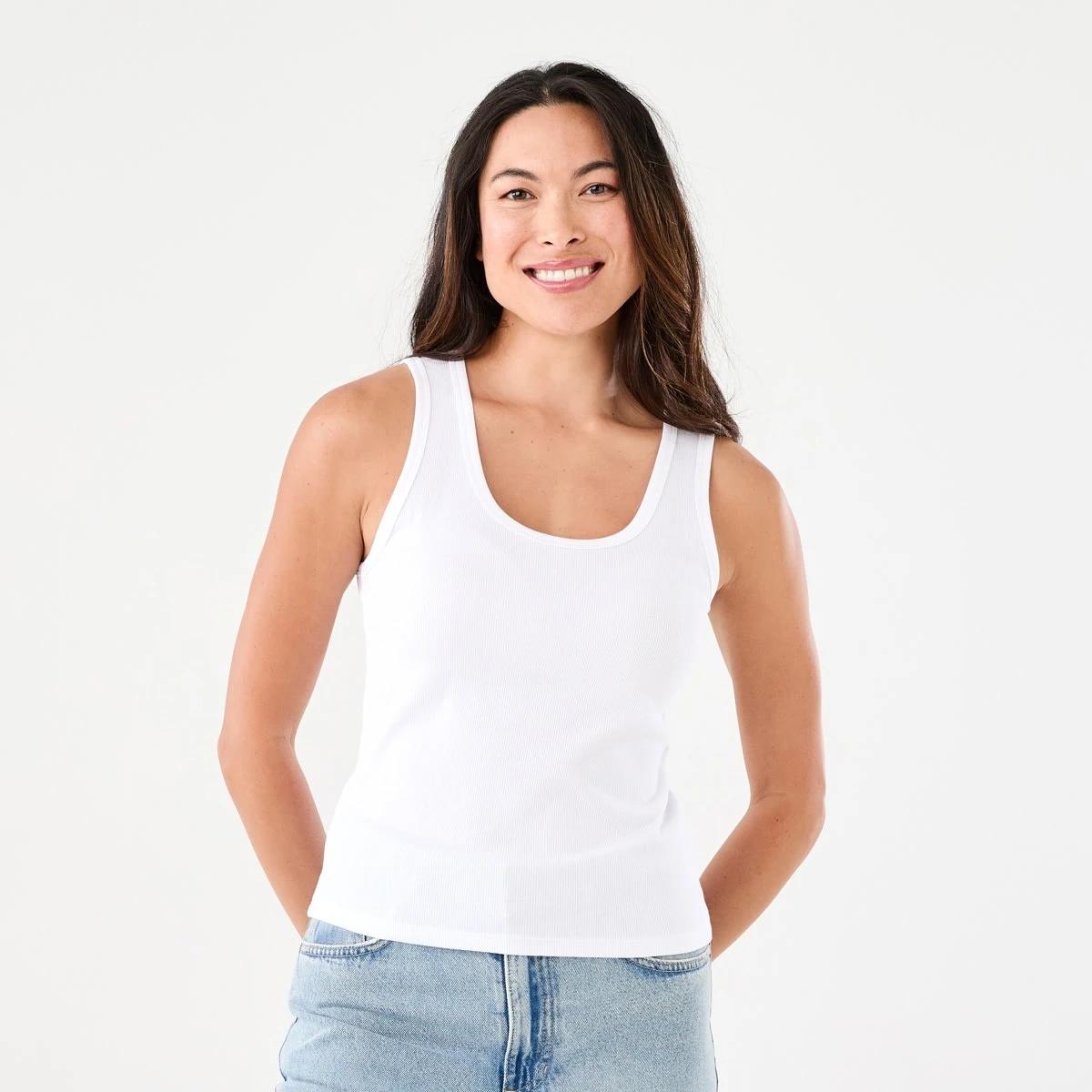 1 Sleeveless Rib Tank WHITE, 1 of 5