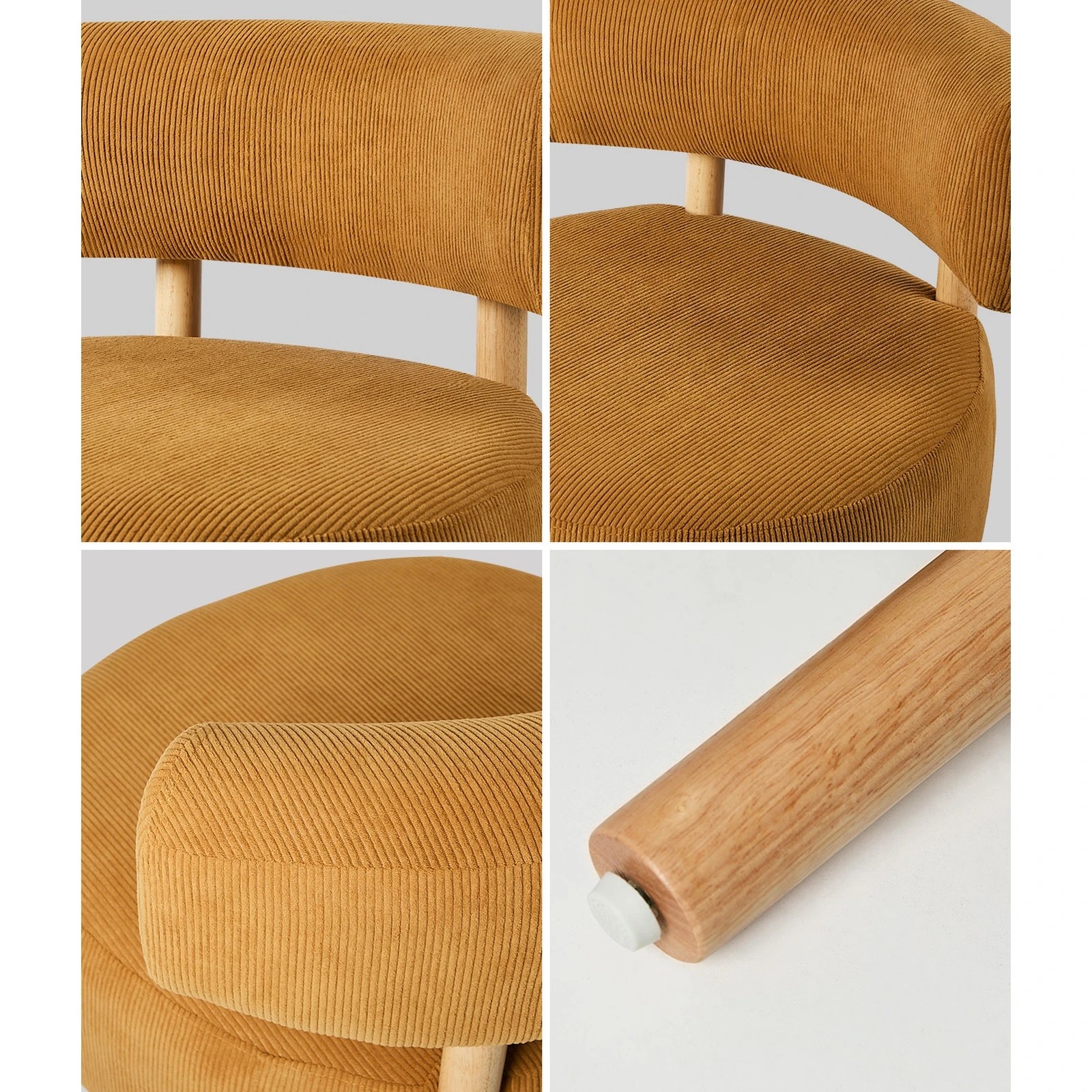 5 Oikiture Wooden Armchair Lounge Chair Velvet Accent Armchairs - Orange, 5 of 10