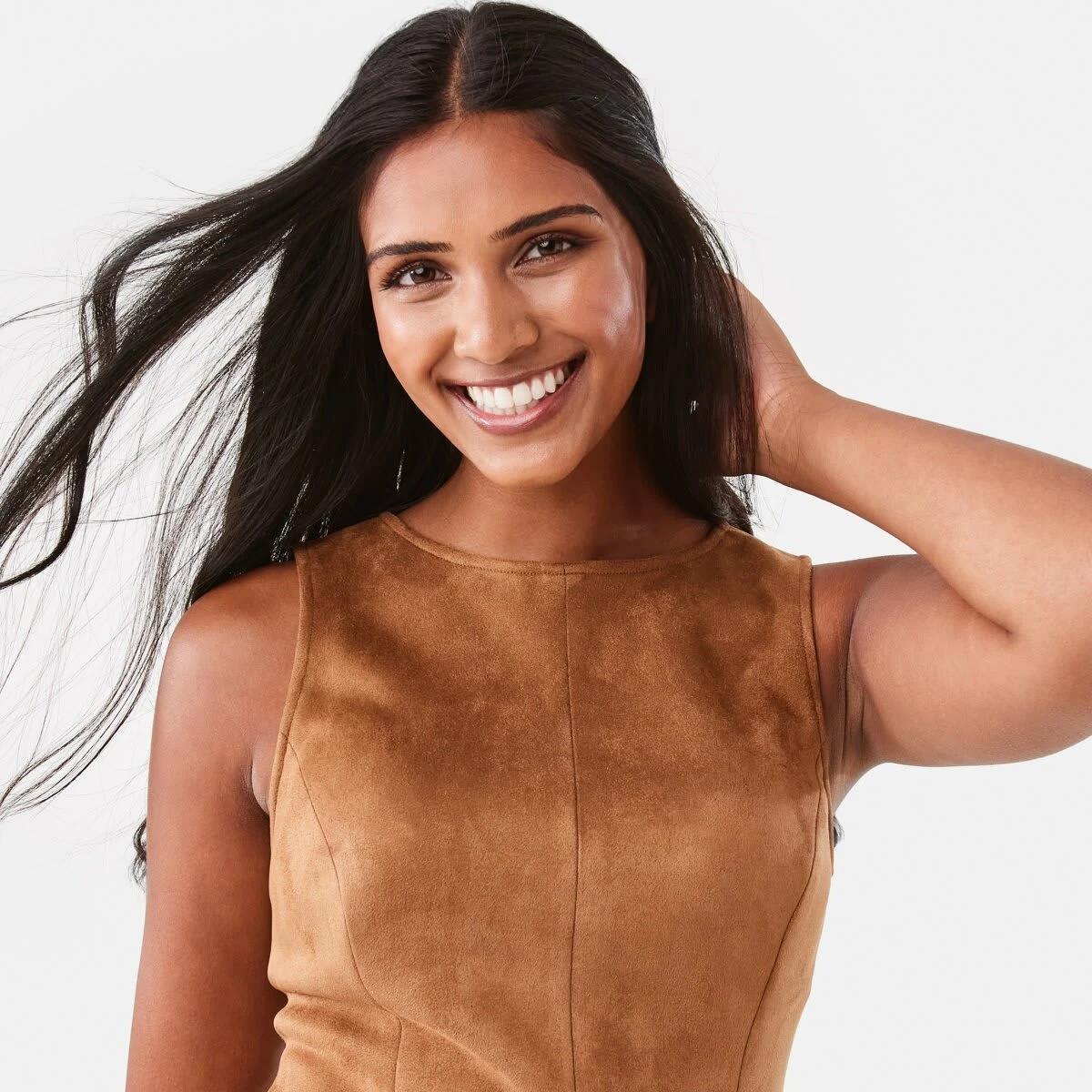 7 Suedette Mini Dress DEEP CAMEL, 7 of 10