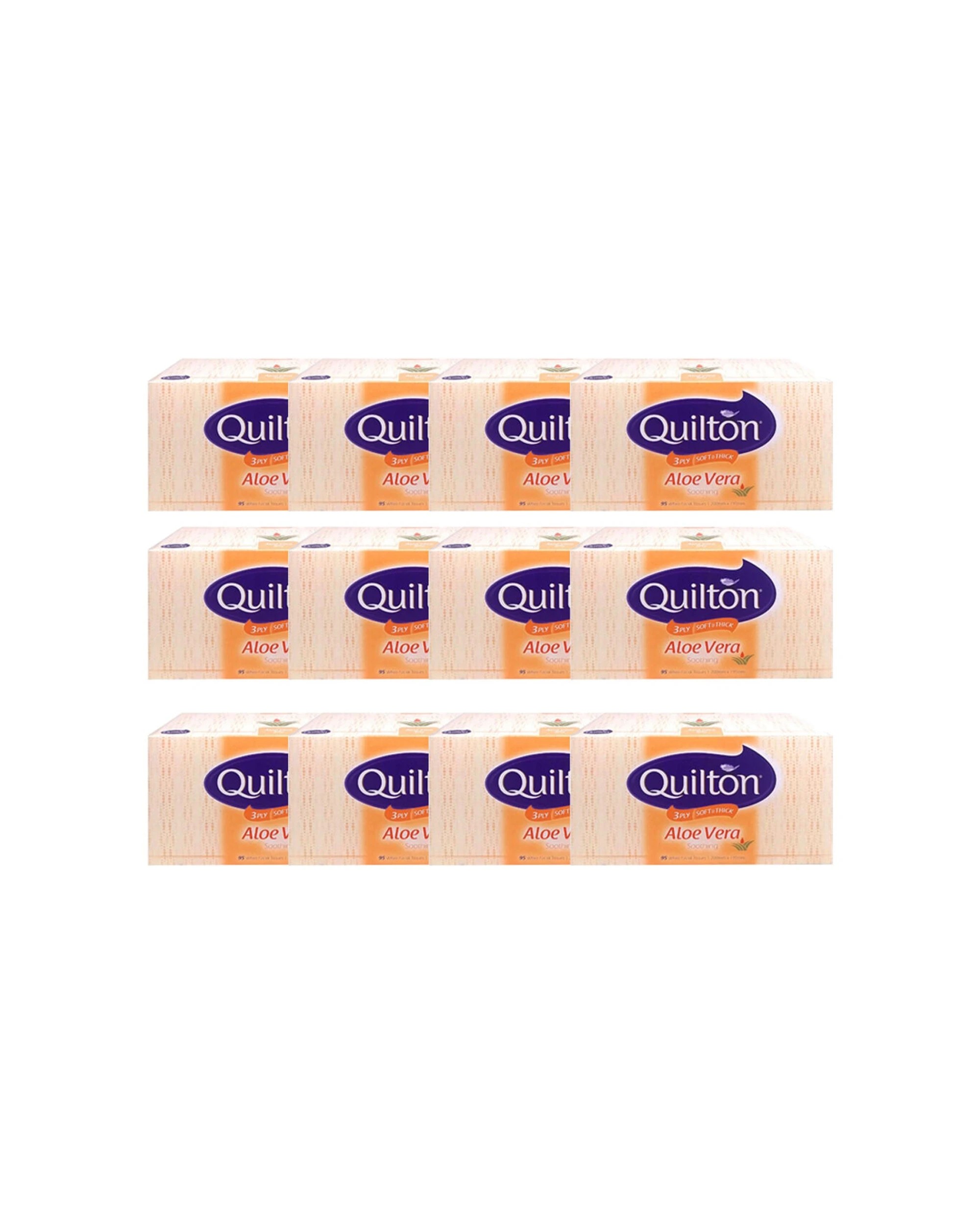 1 Quilton 12PK 3 Ply Facial Tissues 95pc Aloe Vera Soothing - White, 1 of 2
