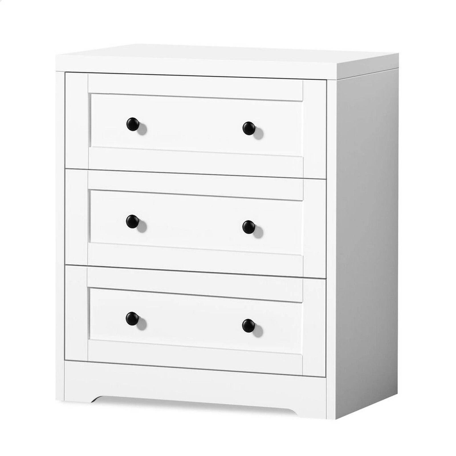 1 Alfordson Chest of Drawers 3 Drawer Storage Cabinet Bedside Table Hamptons - White, 1 of 9