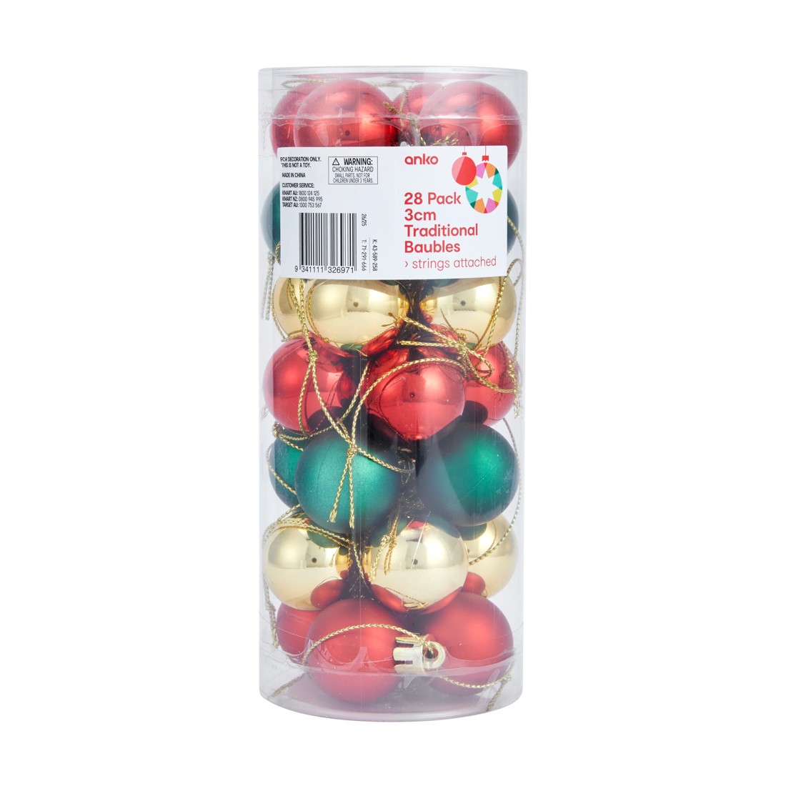 9 28 Pack 3cm Traditional Baubles, 9 of 9