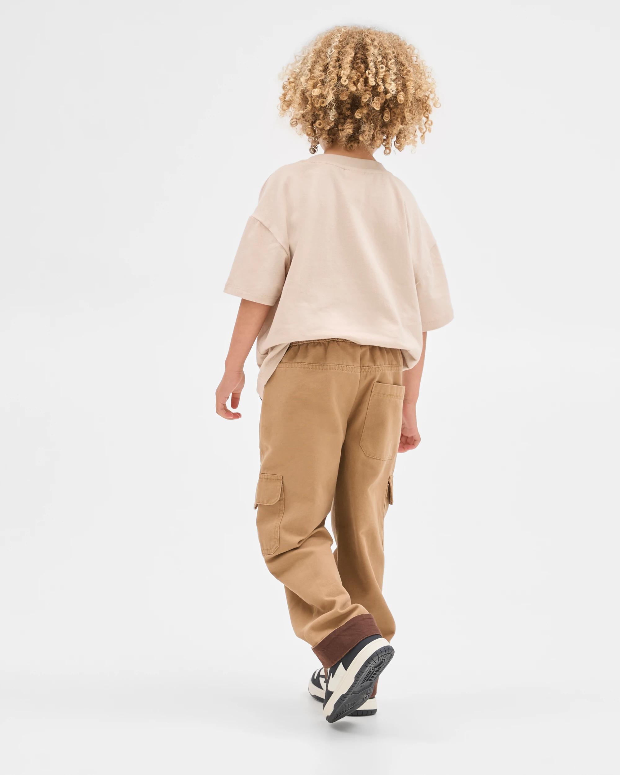 6 Target Kids Australian Cotton Blend Elastic Waistband Cargo Pants TAN, 6 of 8