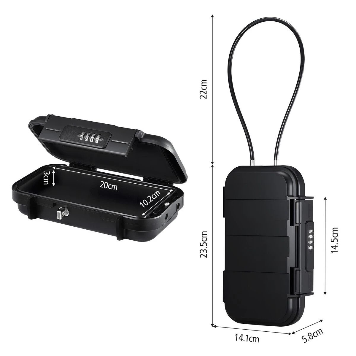 3 AUSWAY Portable Safe Lock Box Combination Security Case Small, 3 of 3