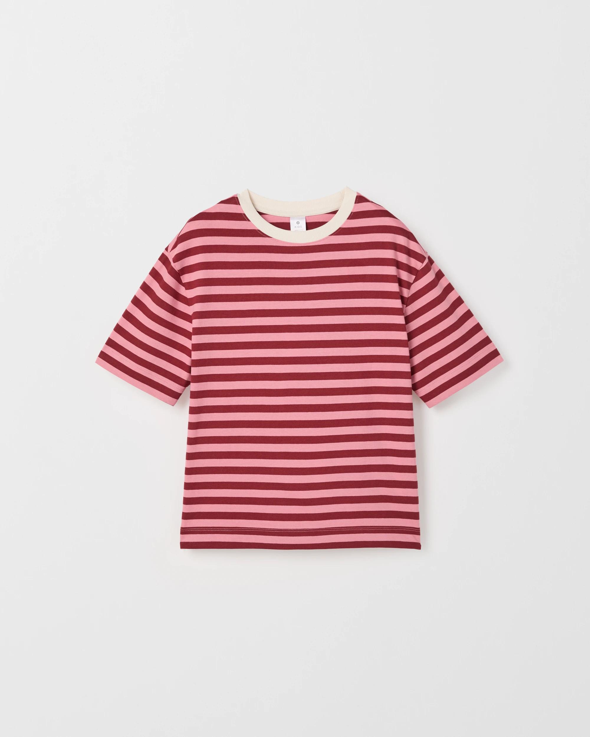 5 Target Kids Australian Cotton Oversized T-Shirt PINK BURGUNDY STRIPE, 5 of 6