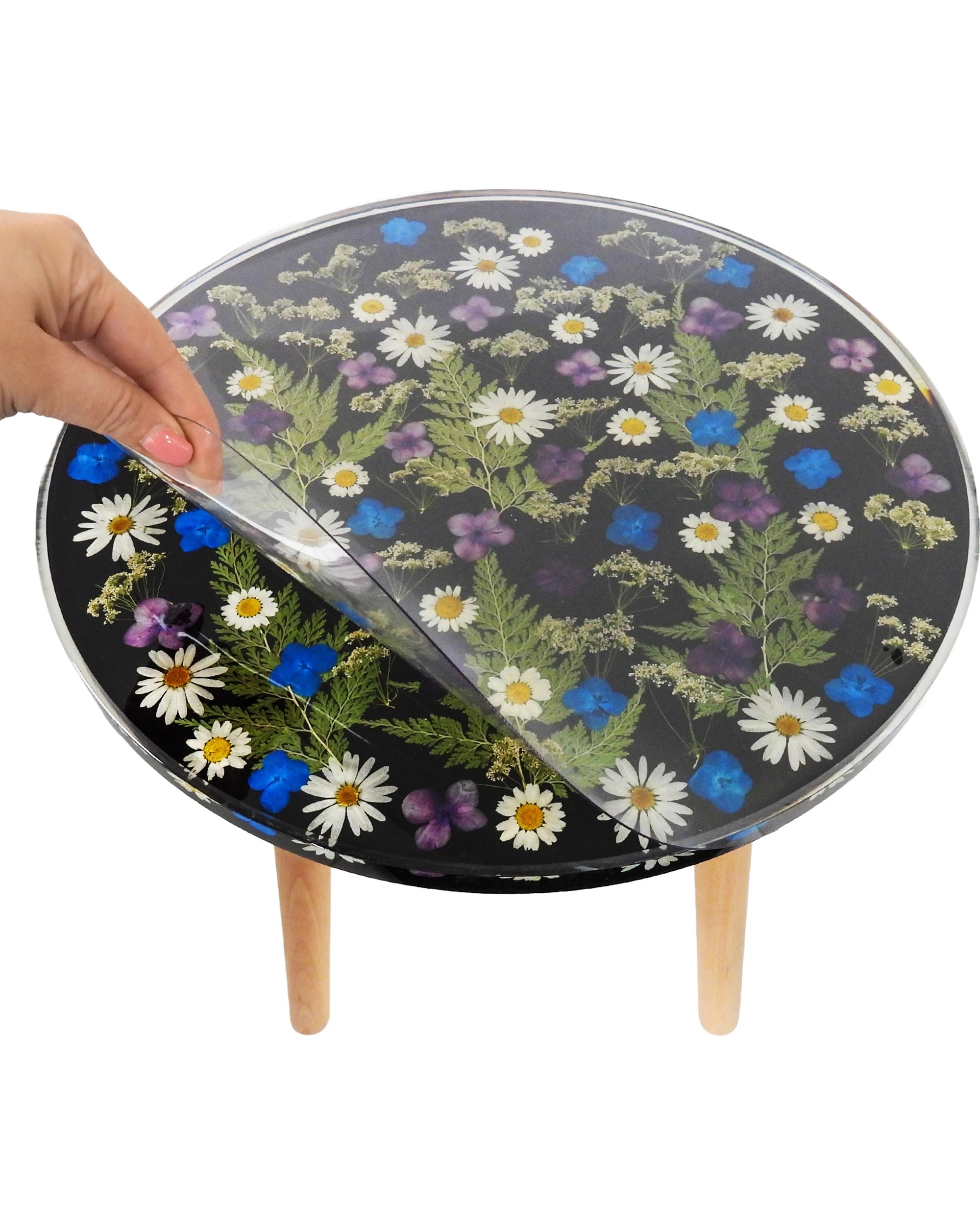 6 Leni Resin Side Table Handmade Tranquil Garden - Black, 6 of 6