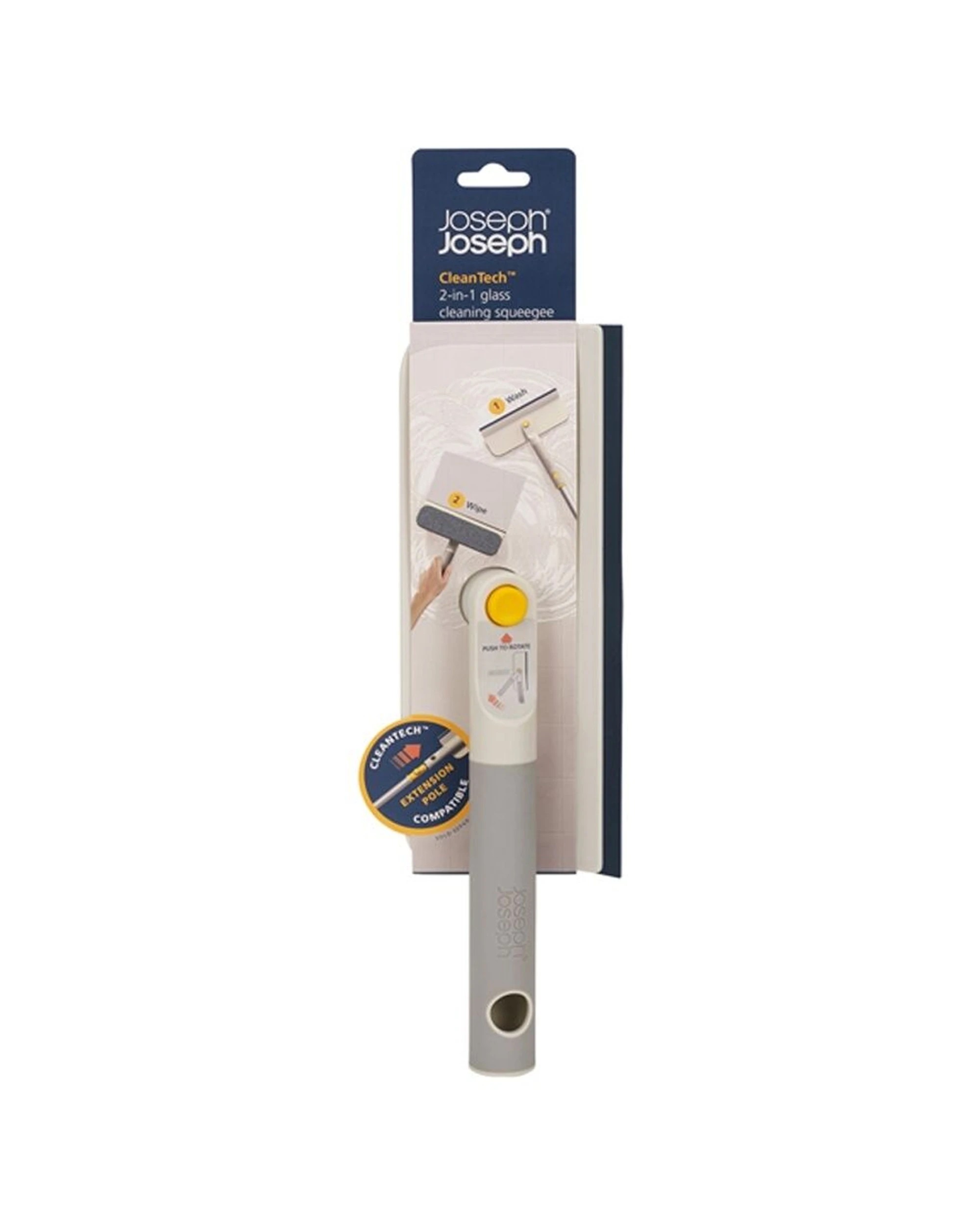 2 Joseph Joseph 2PK CleanTech 2-in-1 Glass Cleaning Squeegee Microfibre Cloth Stone - Natural, 2 of 7