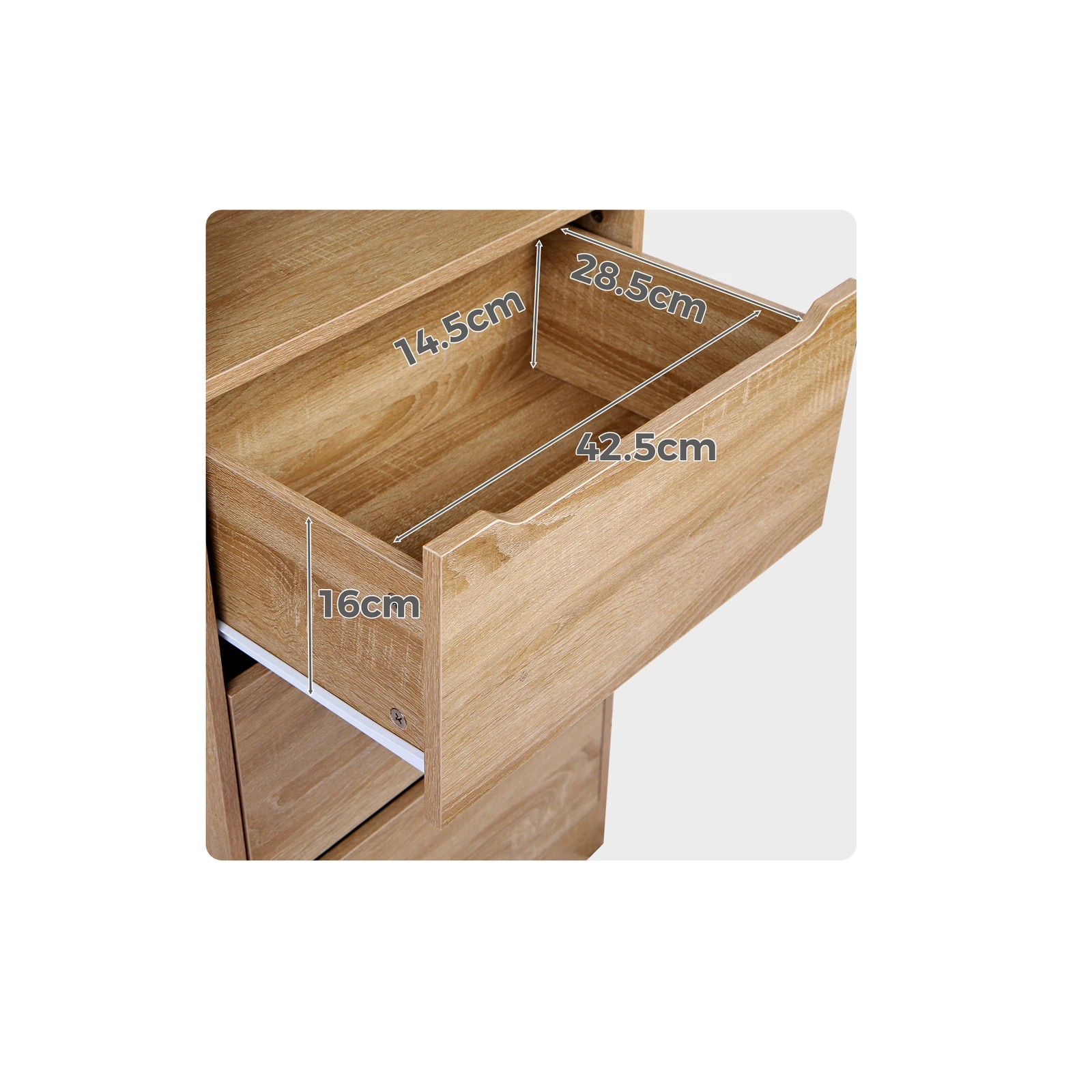 8 Alfordson Chest of 3 Drawers Office Storage Cabinet Tallboy Bedroom - Oak, 8 of 10
