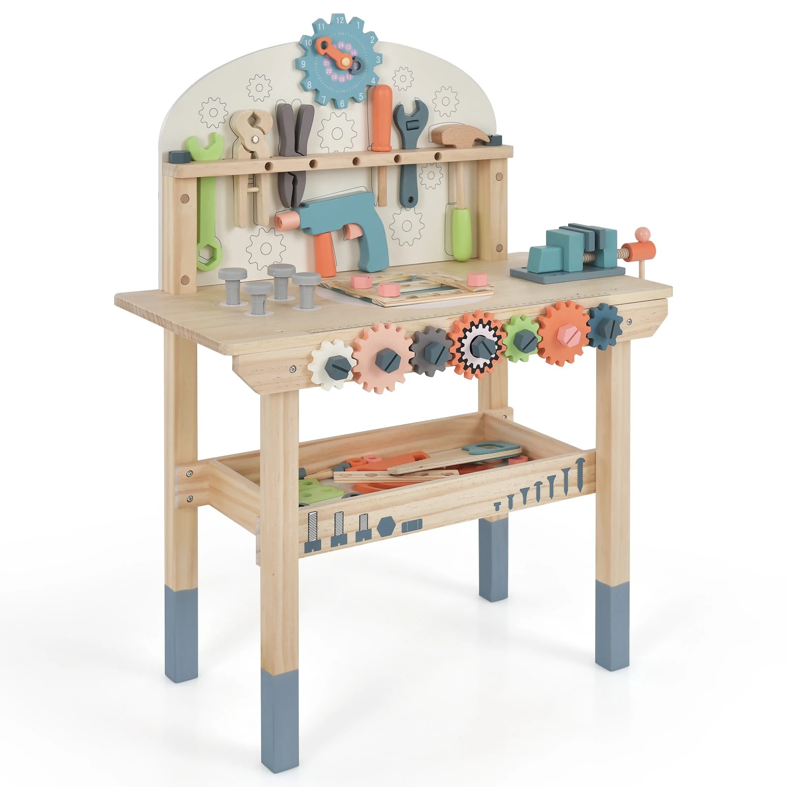 1 Costway Kids Play Tool Workbench Wooden Bench, 1 of 4