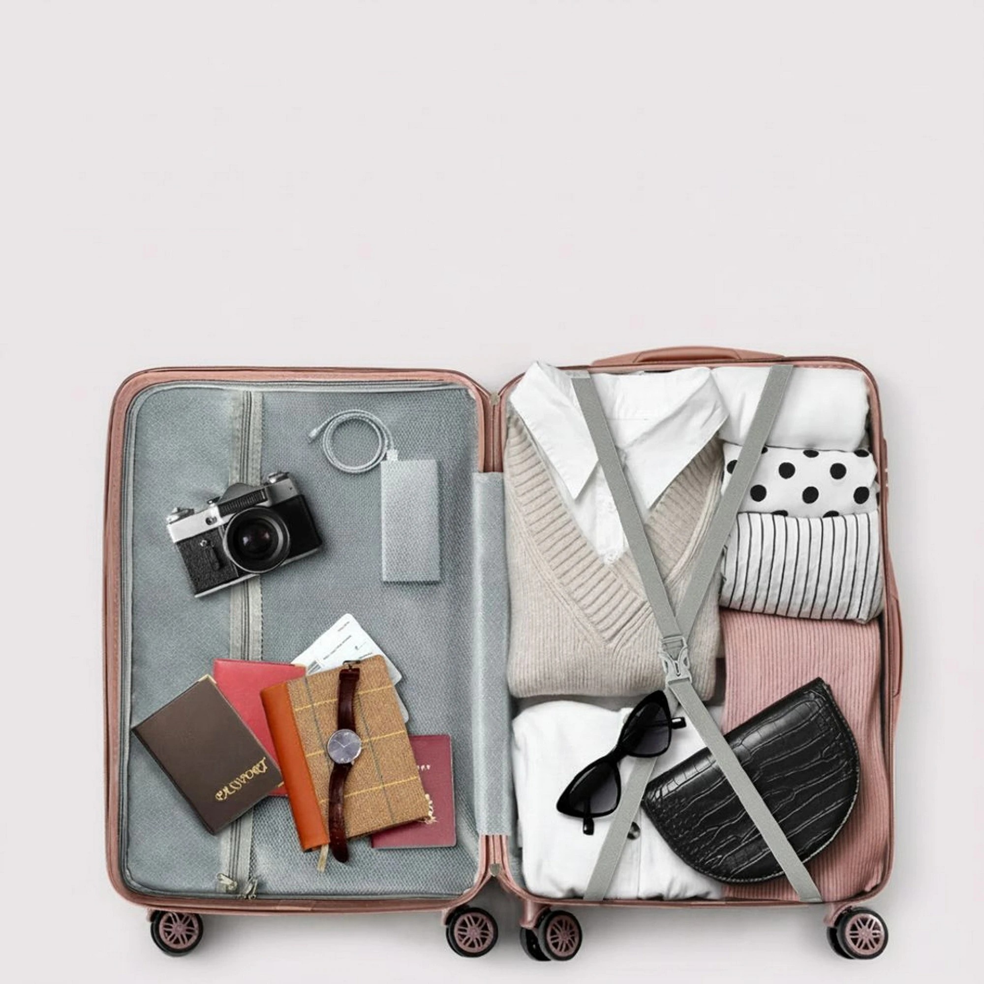 5 Wanderlite 3pc Luggage Trolley Set Suitcase Travel TSA Hard Case Carry On - Pink, 5 of 5