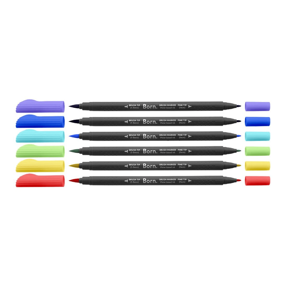 3 Born Professional Brush Dual-Tip Markers Primary 6 Pack, 3 of 4
