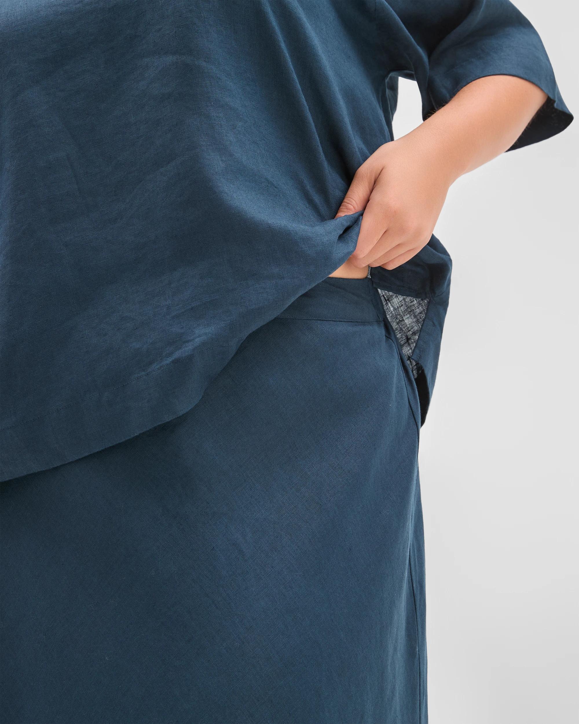 5 Target Curve Plus Size European Linen Seam Detail Skirt SODALITE, 5 of 6