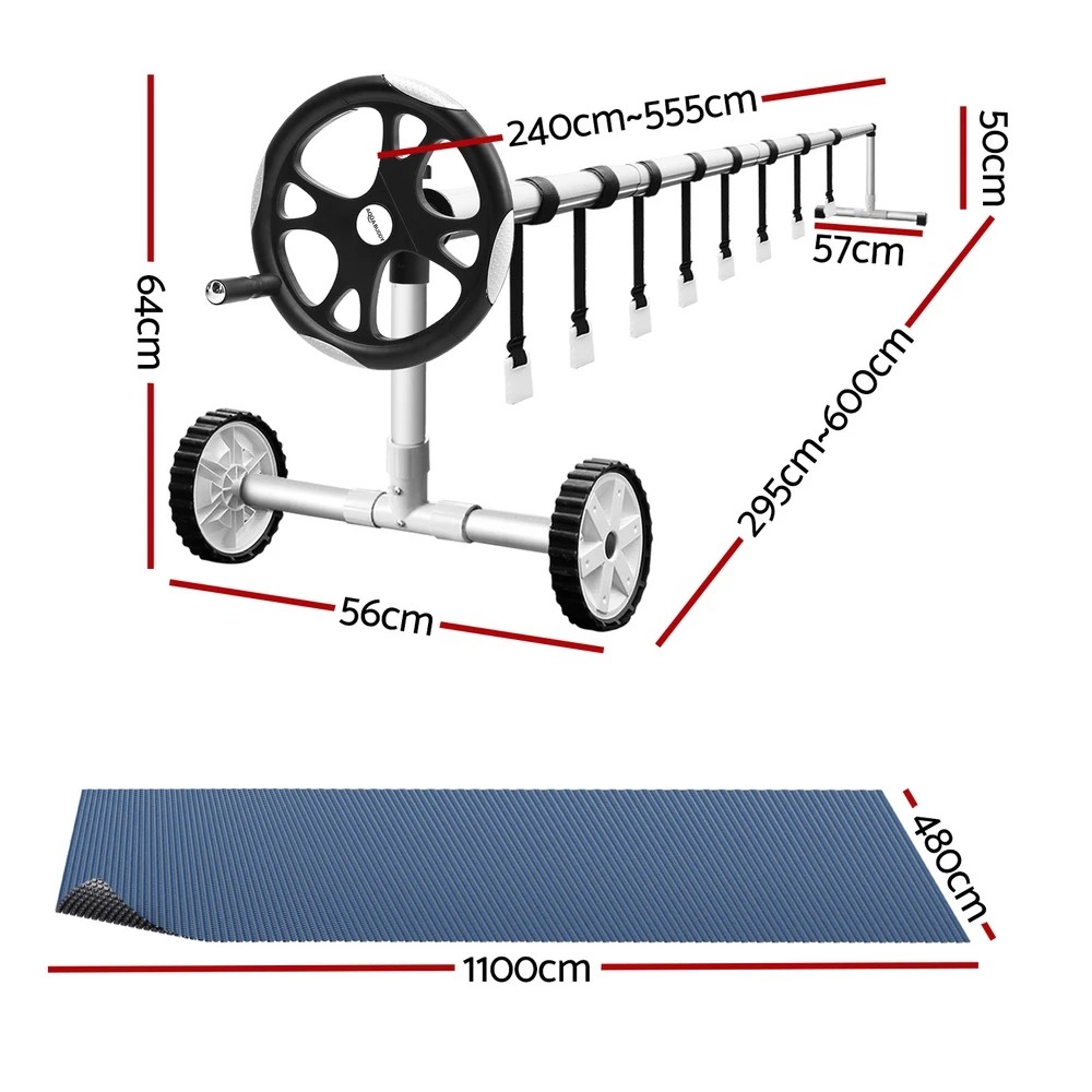 2 Aqua Buddy Pool Cover 600 Micron 11x4.8m w/ Roller 5.55m Swimming Pools  Solar Blanket - Multi, 2 of 6