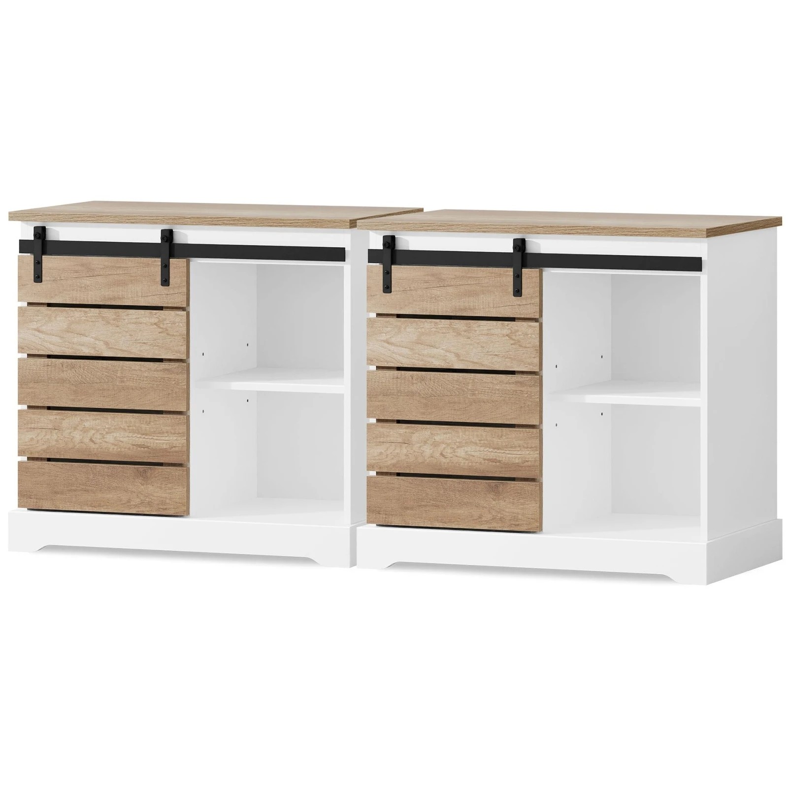 1 Alfordson 2x Buffet Sideboard Cabinet Storage Cupboard Sliding Door Pantry - Assorted, 1 of 9