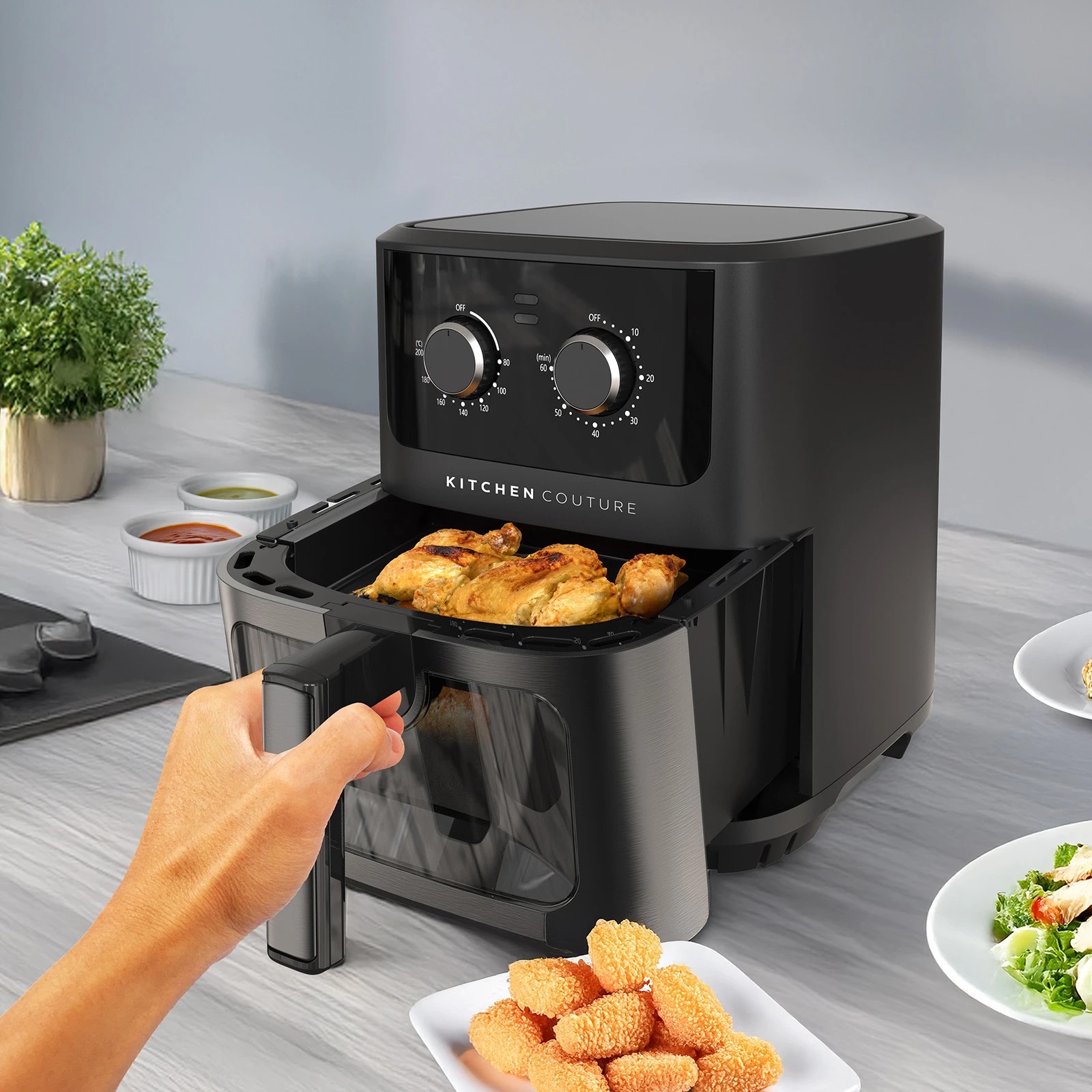 2 Kitchen Couture 6.5L Compact Air Fryer Viewing Window Stylish Powerful - Black, 2 of 5