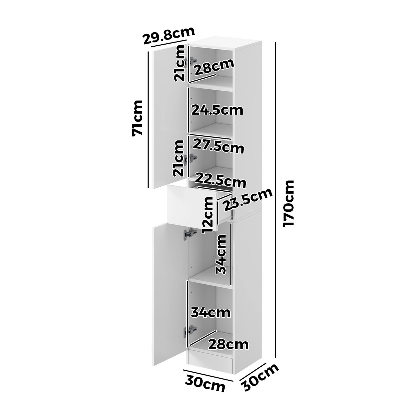 9 Oikiture Tall Bathroom Cabinet Storage Laundry Slim Toilet Floor Cupboard - White, 9 of 10