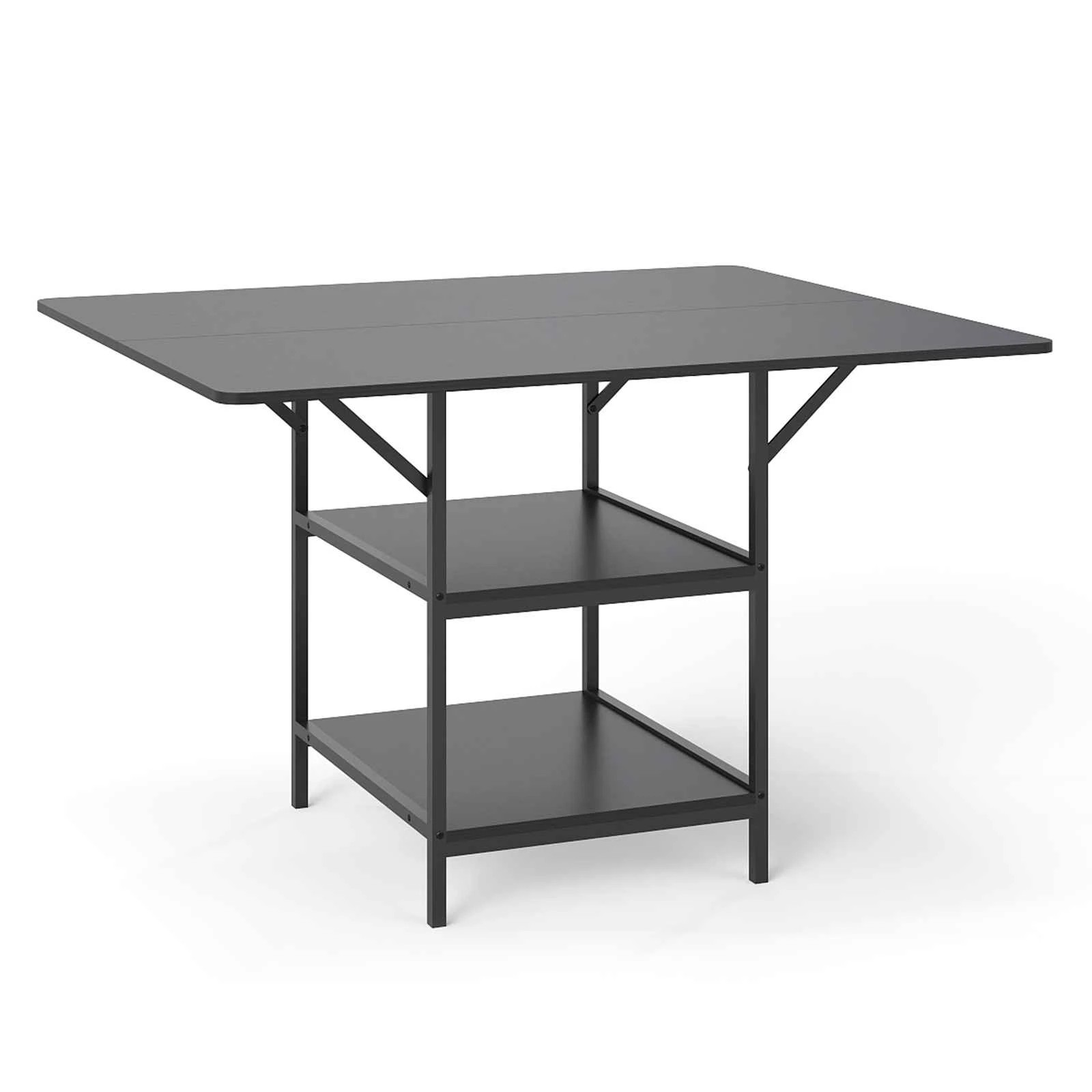 1 Costway Kitchen Dining Table 4-6 People Counter Table Storage Shelf Home Furniture Space Savor - Black, 1 of 3