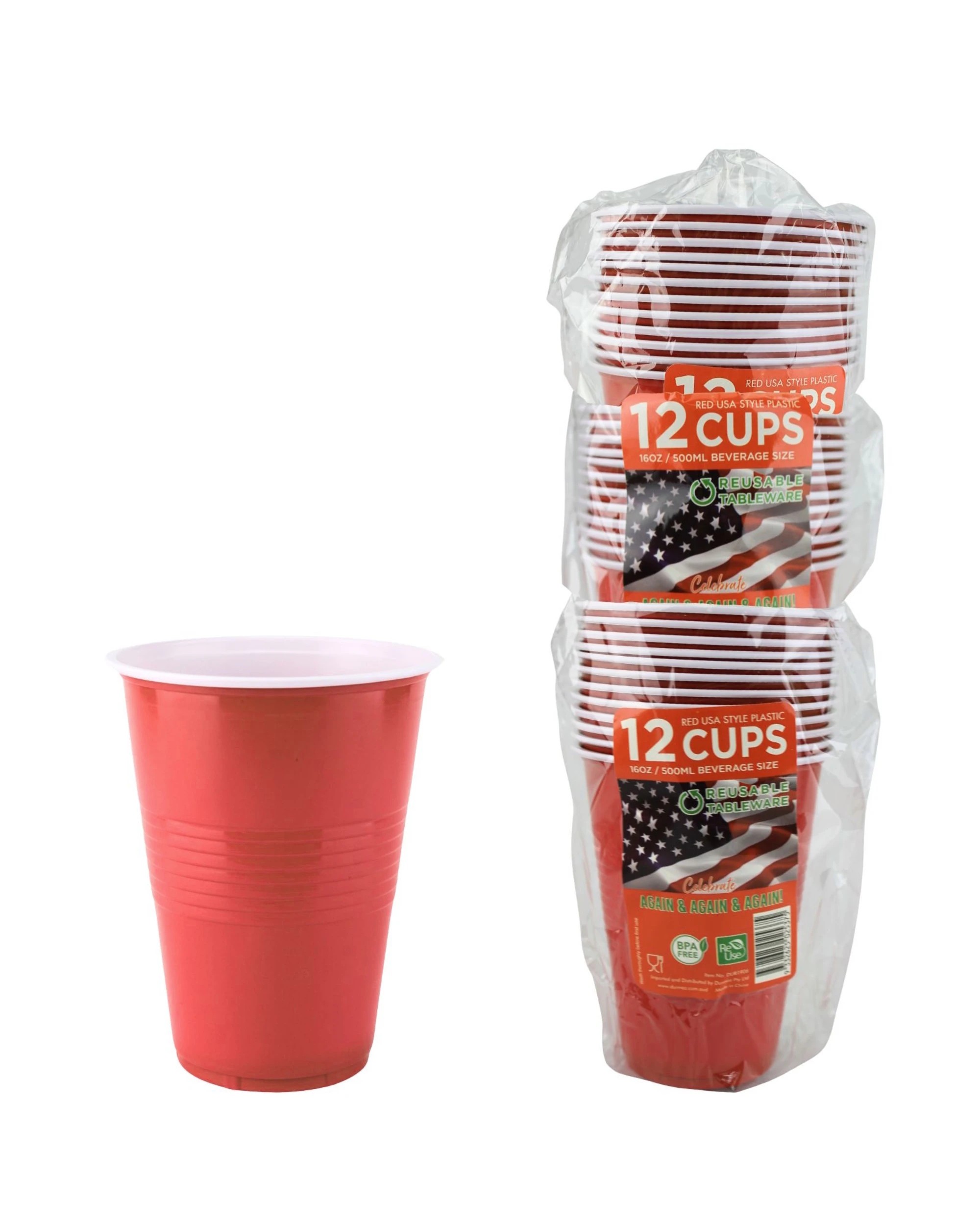 1 Durmaz Party Cups 500ml Bulk Pack of 288 - Red, 1 of 3