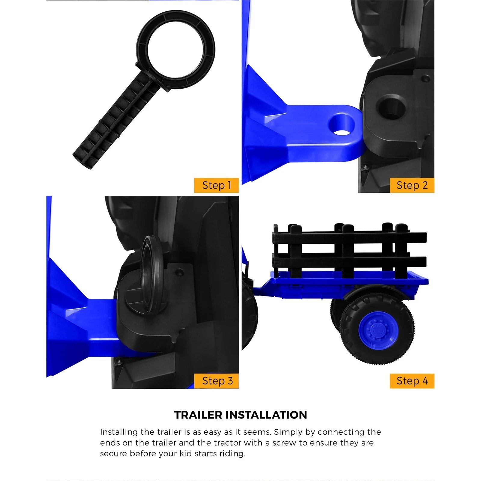 7 Mazam Kids Ride On Car Tractor 156 Cm Trailer 12v Remote Electric Toddlers Toy
 - Blue, 7 of 10