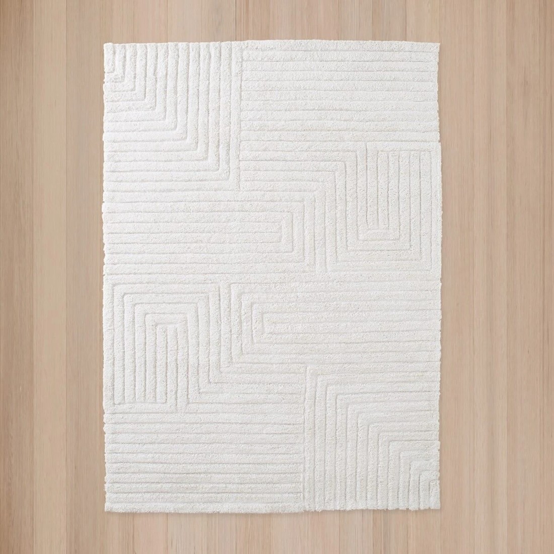 5 Linear Wool Blend Rug - White, Large - 235cm x 160cm, 5 of 7