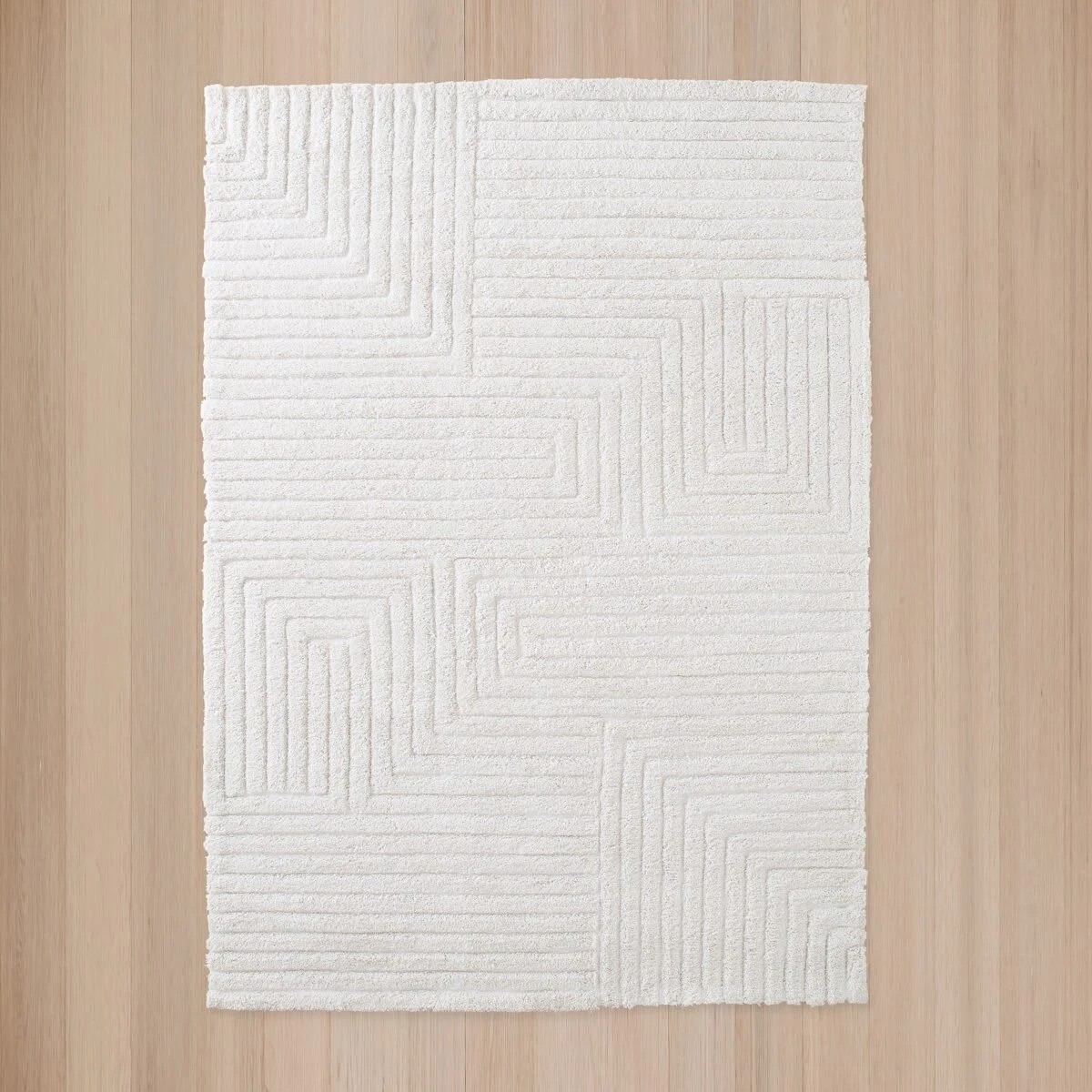 5 Linear Wool Blend Rug - White, Large - 235cm x 160cm, 5 of 7