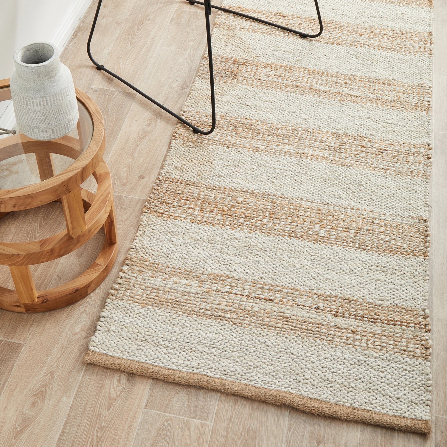1 Common Ground Rugs Noosa 555 400x80cm Runner - Large Hand Braided Jute Rug - Natural, 1 of 8